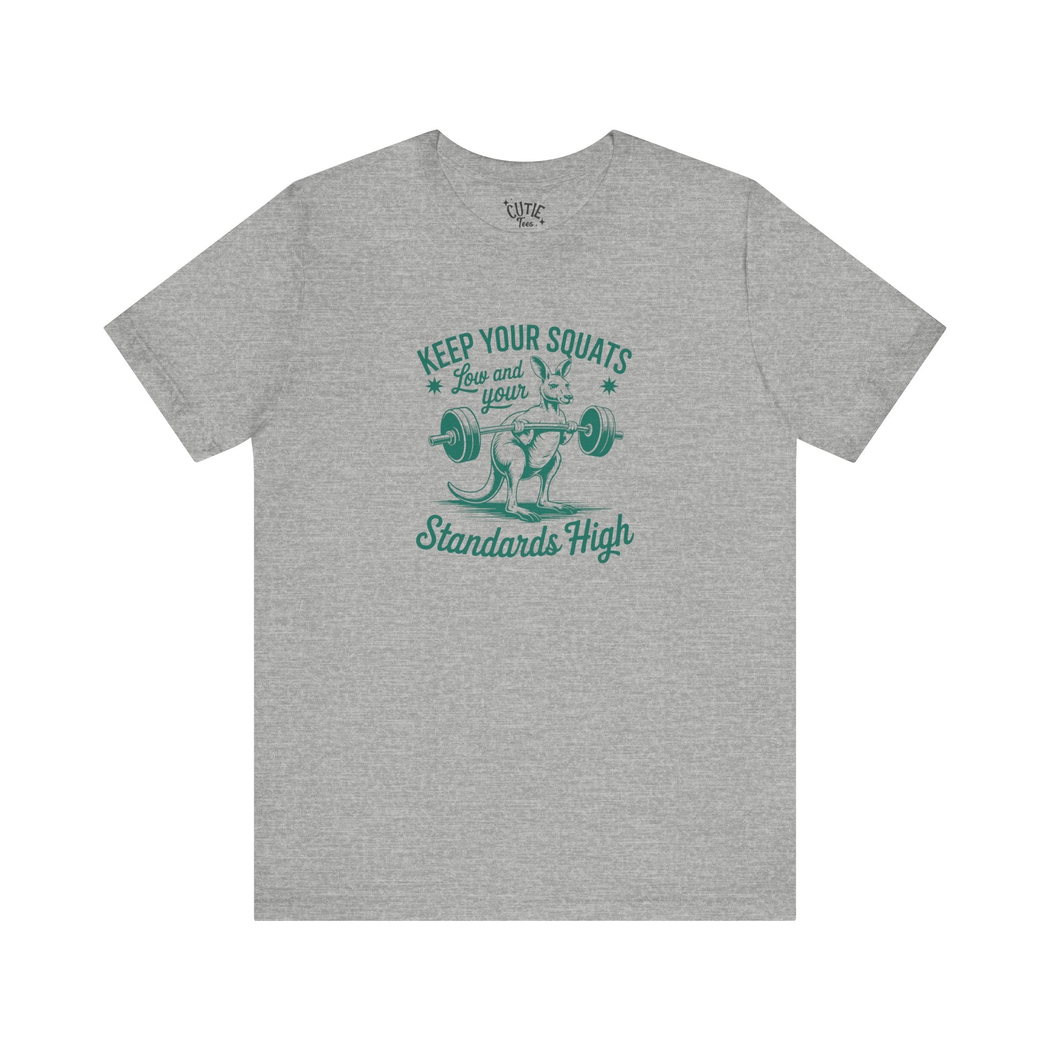 Fitness Tee Kangaroo: Keep Your Squats Low & Standards High, Workout Shirt, Gym Tee, Fitness Gift, Motivational Apparel, Activewear