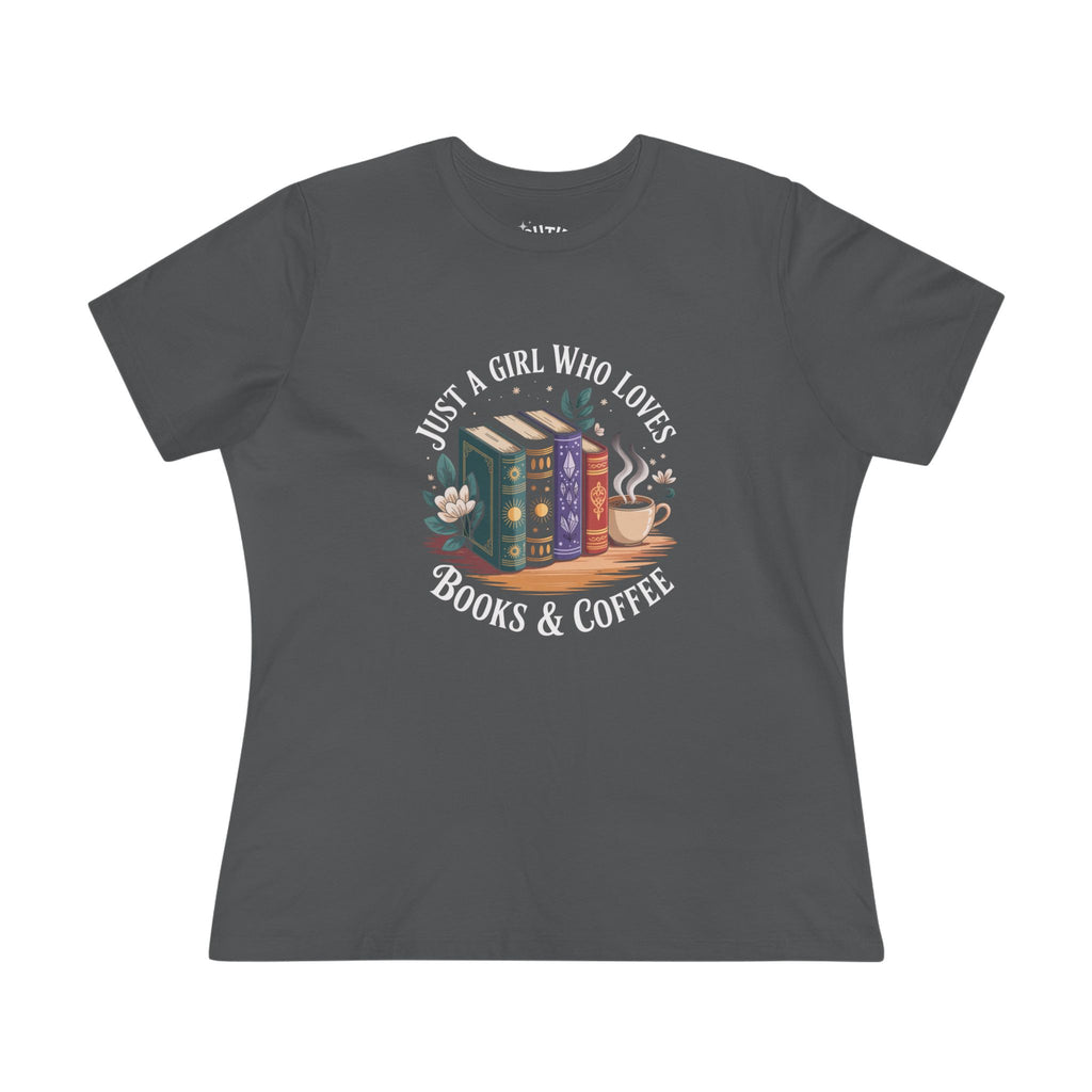 Just a Girl Who Loves Books & Coffee Tee, Cute Literature Shirt, Gift for Book Lovers, Cozy Reading Top, Bookworm Tee