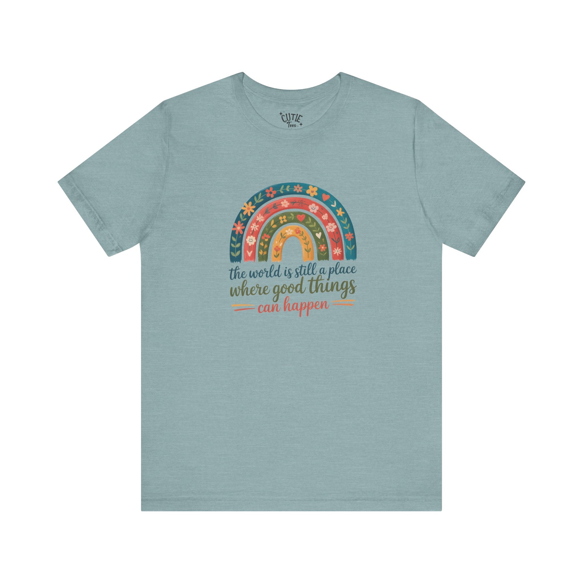 Optimistic Rainbow Tee | Inspirational Shirt for Positivity, Gift for Friends, Summer Casual Wear, Birthday Surprise, Everyday Motivation