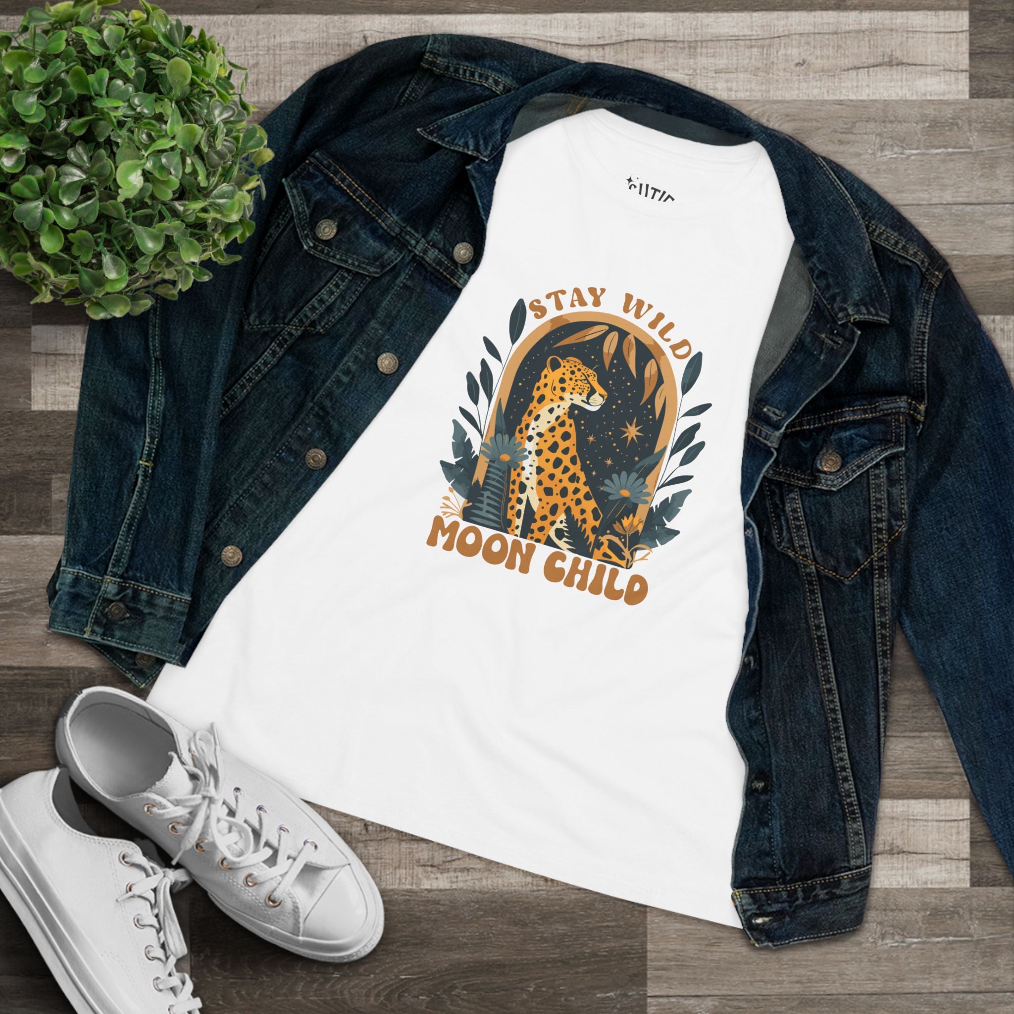 Stay Wild Moon Child Women's Cotton Tee - Nature Lover Gift, Eco-Friendly Fashion, Boho Style, Casual Wear, Inspirational Shirt