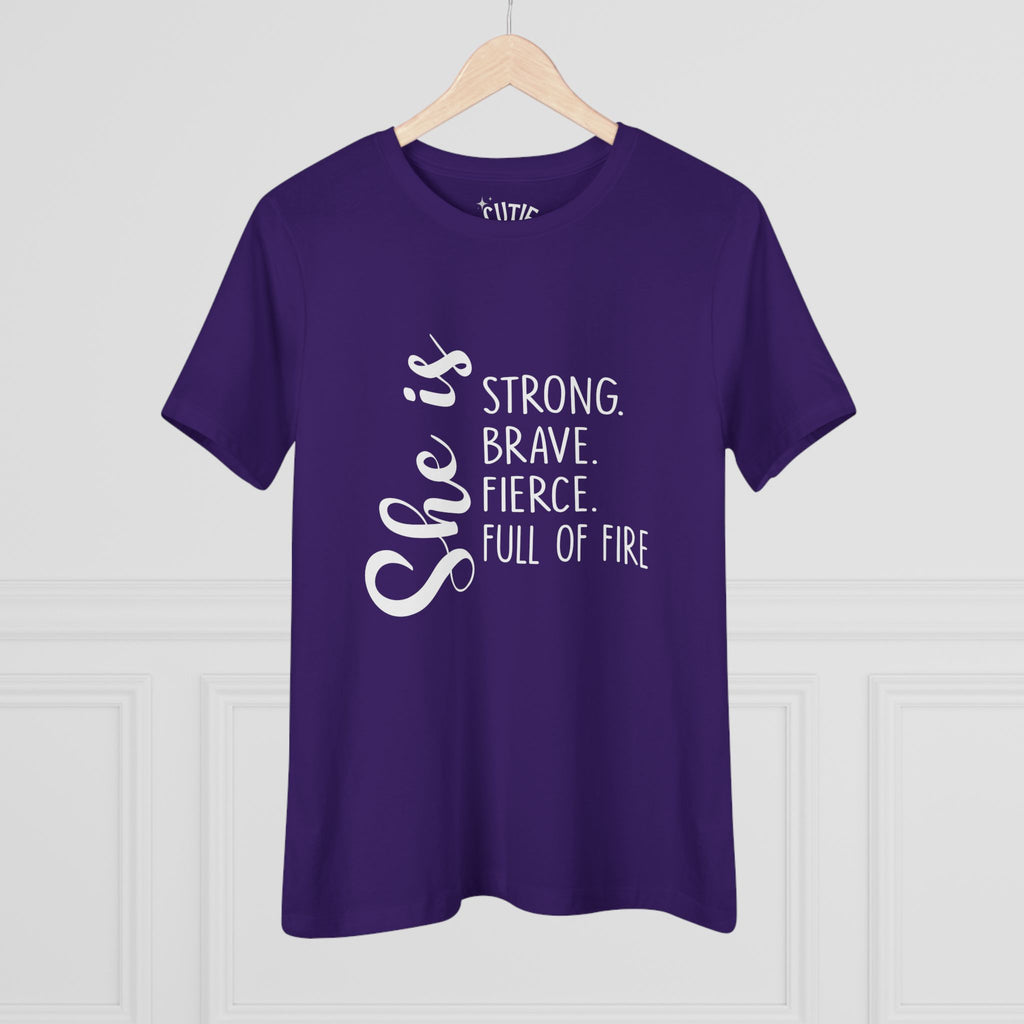 Empowering Women's Cotton Tee - "She is Strong, Brave, Fierce, Full of Fire" - Perfect Gift for Her, Inspirational Shirt, Motivational [...]
