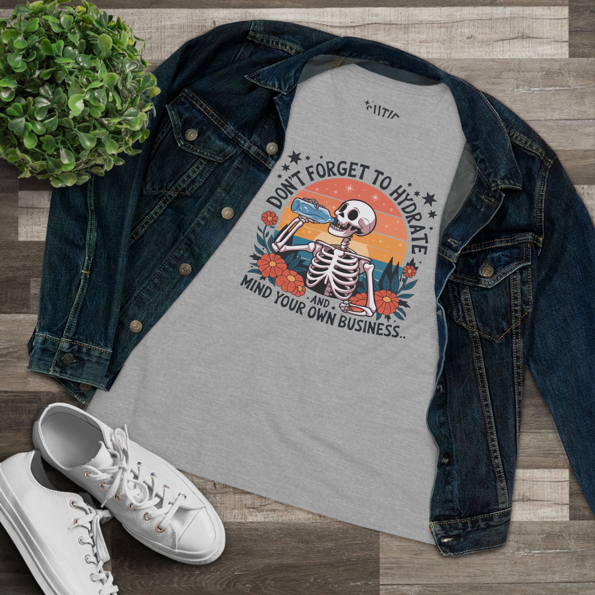 Skeleton Hydration Women's Tee - Funny Graphic Retro Boho Shirt