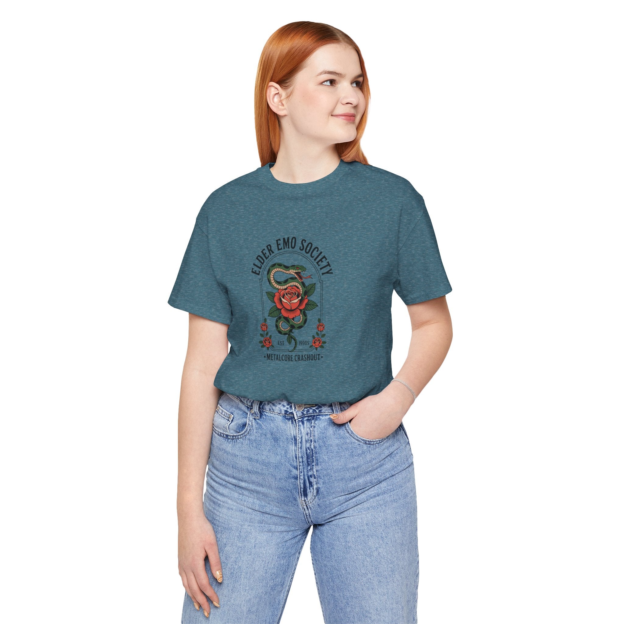 Elder Emo Society T-Shirt, Unisex Graphic Tee, Vintage Emo Style, Casual Wear, Ideal Gift for Emo Friends