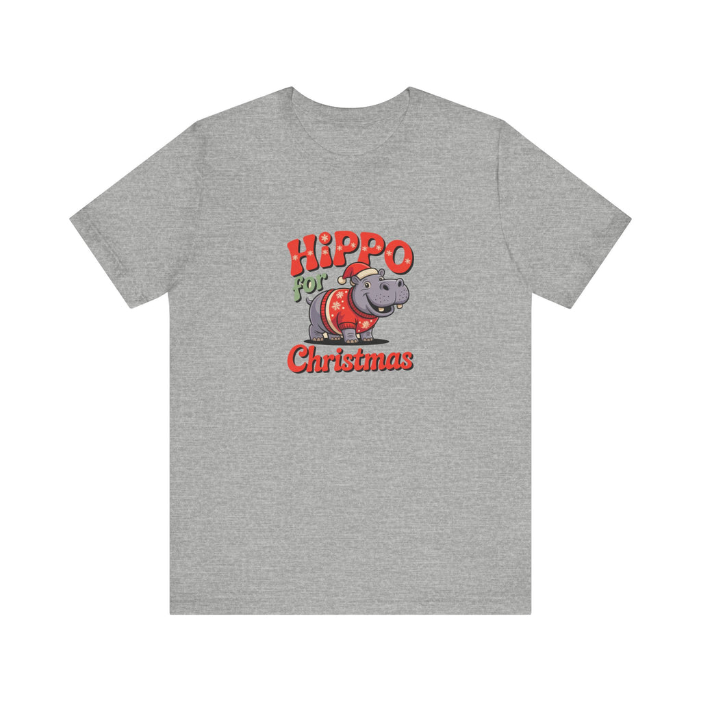 Hippo Christmas Tee, Funny Holiday T-Shirt, Cute Family Christmas Gift, Unisex Short Sleeve Shirt, Hippo for Christmas Design