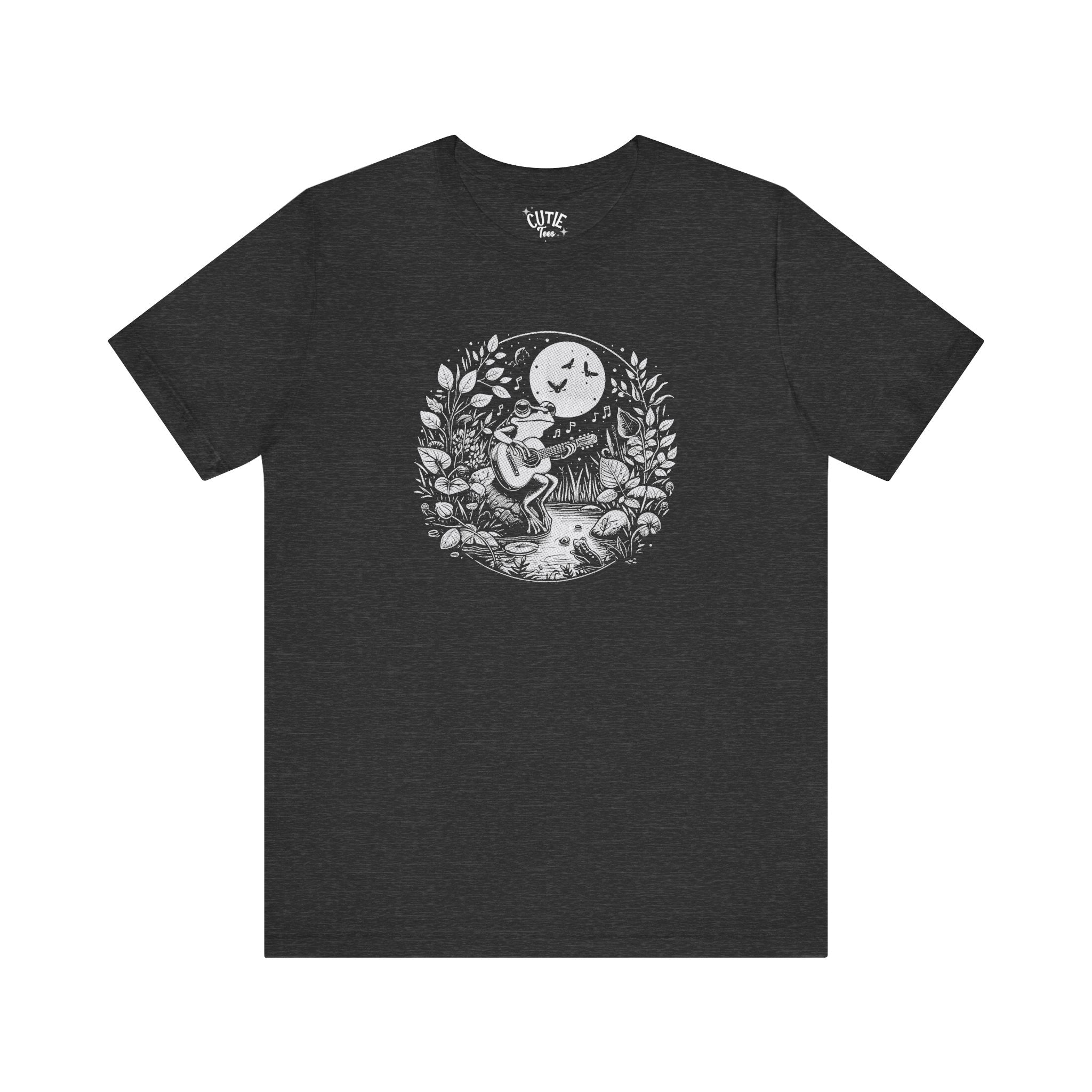 Frog with Guitar Nature Graphic Tee, Unisex Outdoor Shirt, Casual Wear, Gift for Nature Lovers, Music Theme Apparel, Bohemian Style Clothing