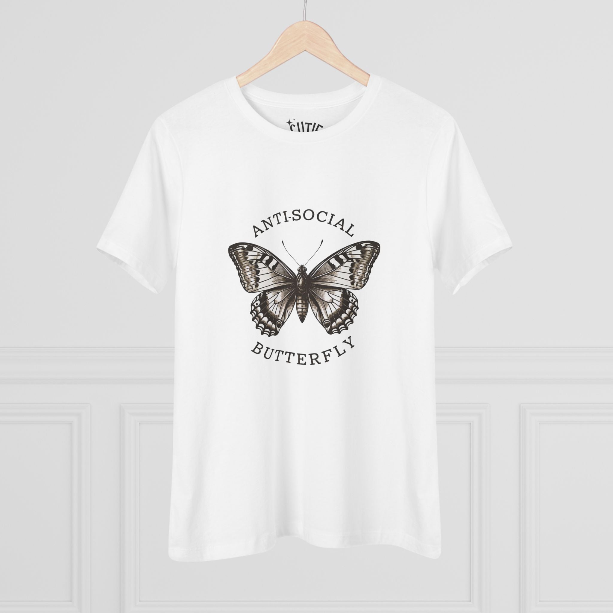Antisocial Butterfly Women's Cotton Tee - Cute Graphic Tee for Nature Lovers, Thoughtful Gift for Introverts, Trendy Everyday Wear