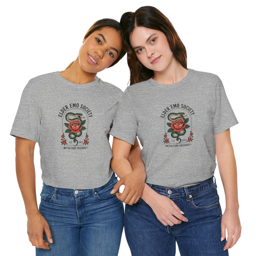Elder Emo Society T-Shirt, Unisex Graphic Tee, Vintage Emo Style, Casual Wear, Ideal Gift for Emo Friends