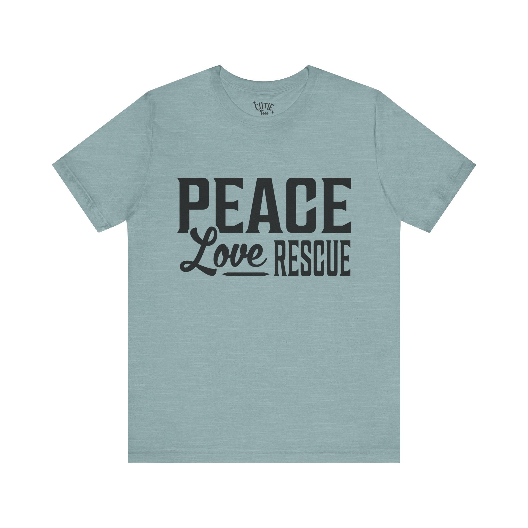 Peace Love Rescue Tee - Unisex Short Sleeve Shirt for Animal Lovers, Gifts for Volunteers, Casual Wear, Earth Day, Fundraisers