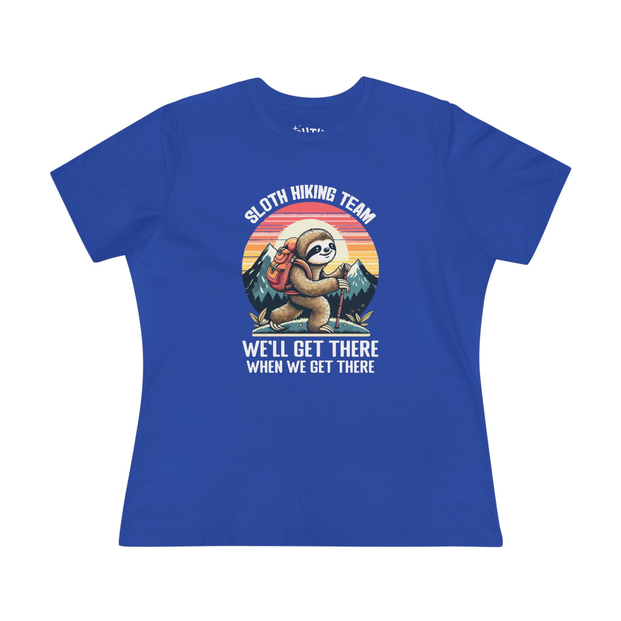 Sloth Hiking Team Women's Cotton Tee | Funny Sloth Shirt, Outdoor T-Shirt, Nature Lover Gift, Hiking Apparel, Gift for Adventurers