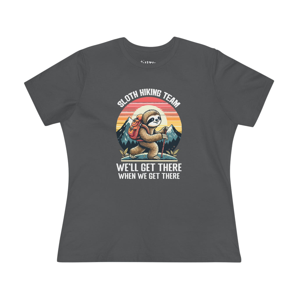 Sloth Hiking Team Women's Cotton Tee | Funny Sloth Shirt, Outdoor T-Shirt, Nature Lover Gift, Hiking Apparel, Gift for Adventurers