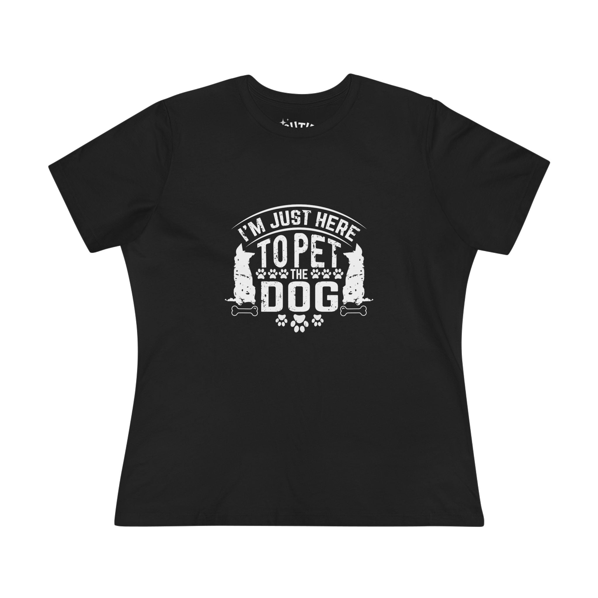 Dog Lover Women's Cotton Tee, I'm Just Here to Pet the Dog - Funny Pet Enthusiast Gift, Cute Dog Mom Shirt, Casual Dog Lover Apparel, Gift for Dog Owners, Animal Lover Tee