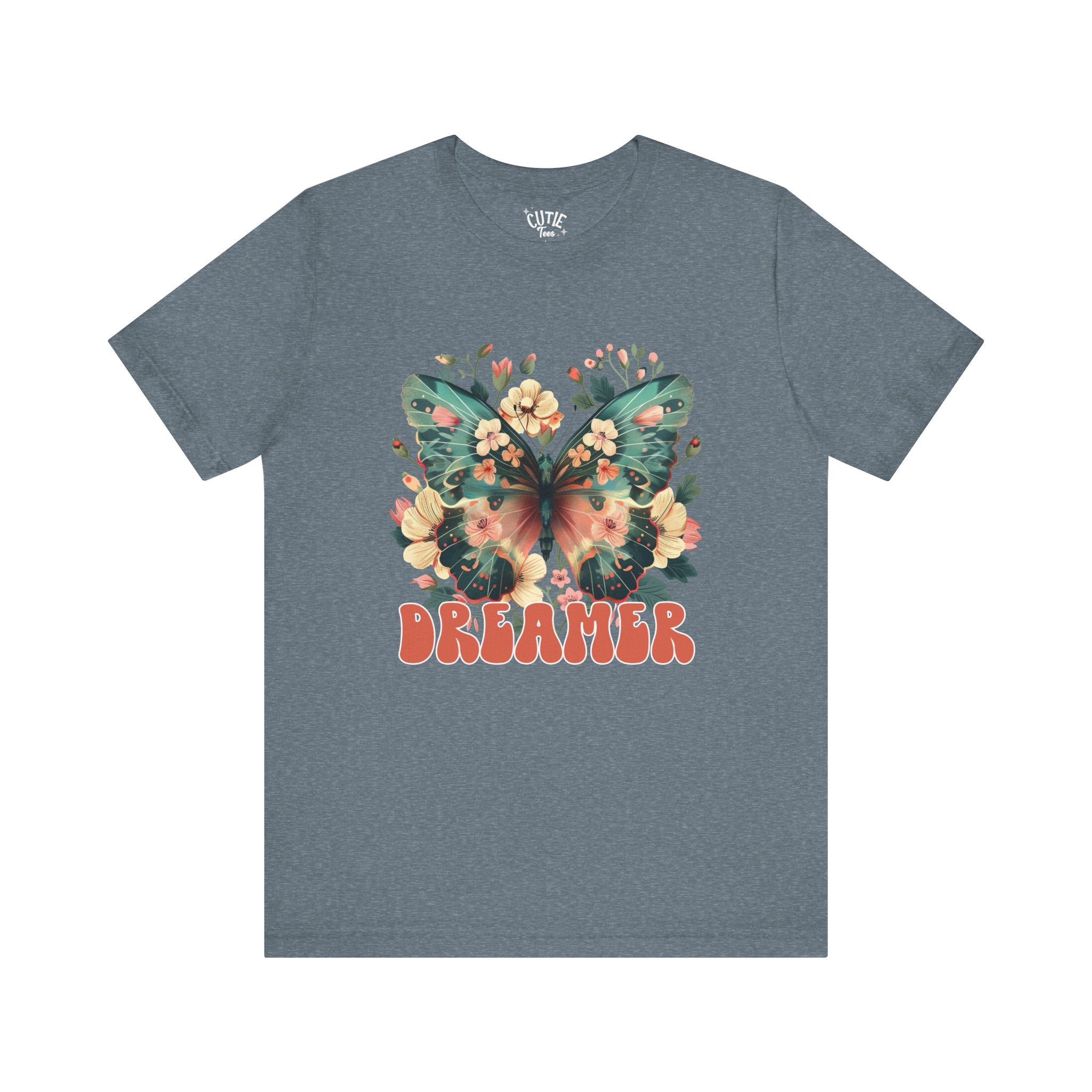 Dreamer Butterfly Unisex Tee, Bohemian Style Shirt, Floral Graphic T-Shirt, Gift for Nature Lovers, Spring Fashion Must-Have
