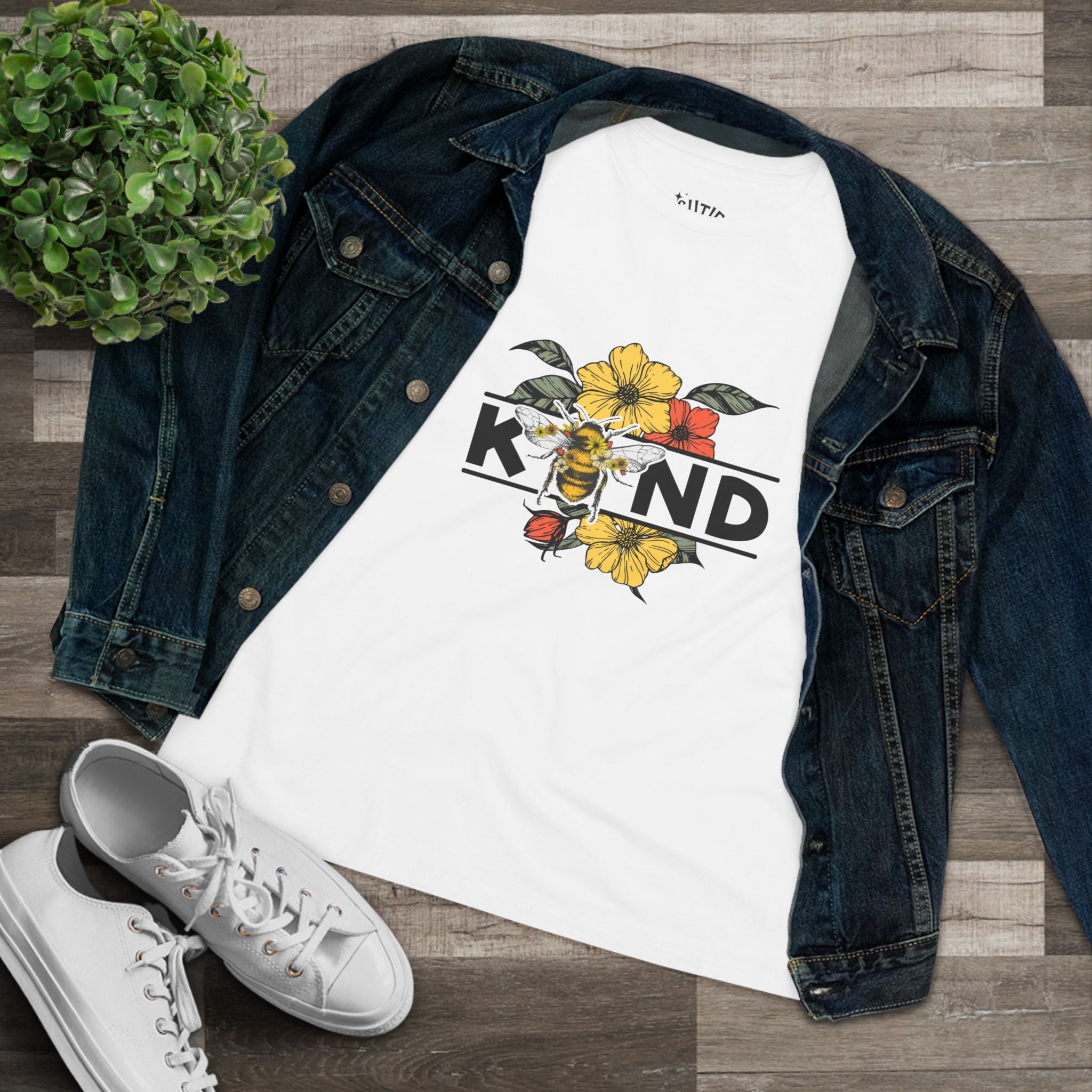 Be Kind Honey Bee Floral Women's Cotton Tee - Inspirational Gift for Her Cutie Tees