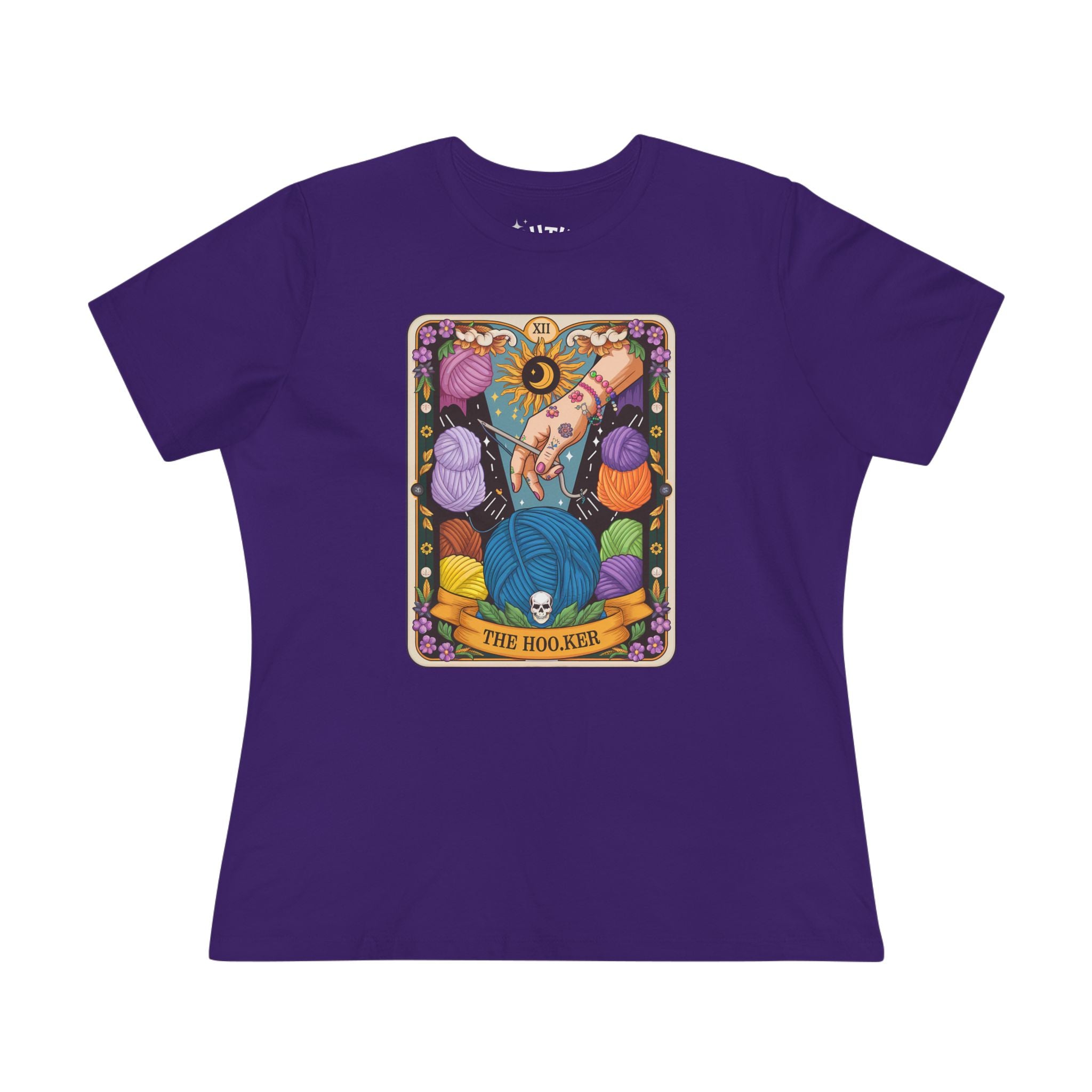 Crochet Hooker Women's Graphic Tee with Tarot Design - The Hooker, Perfect for Tarot Lovers, Spiritual Gifts, Birthday Apparel, Casual Wear, Witchy Style