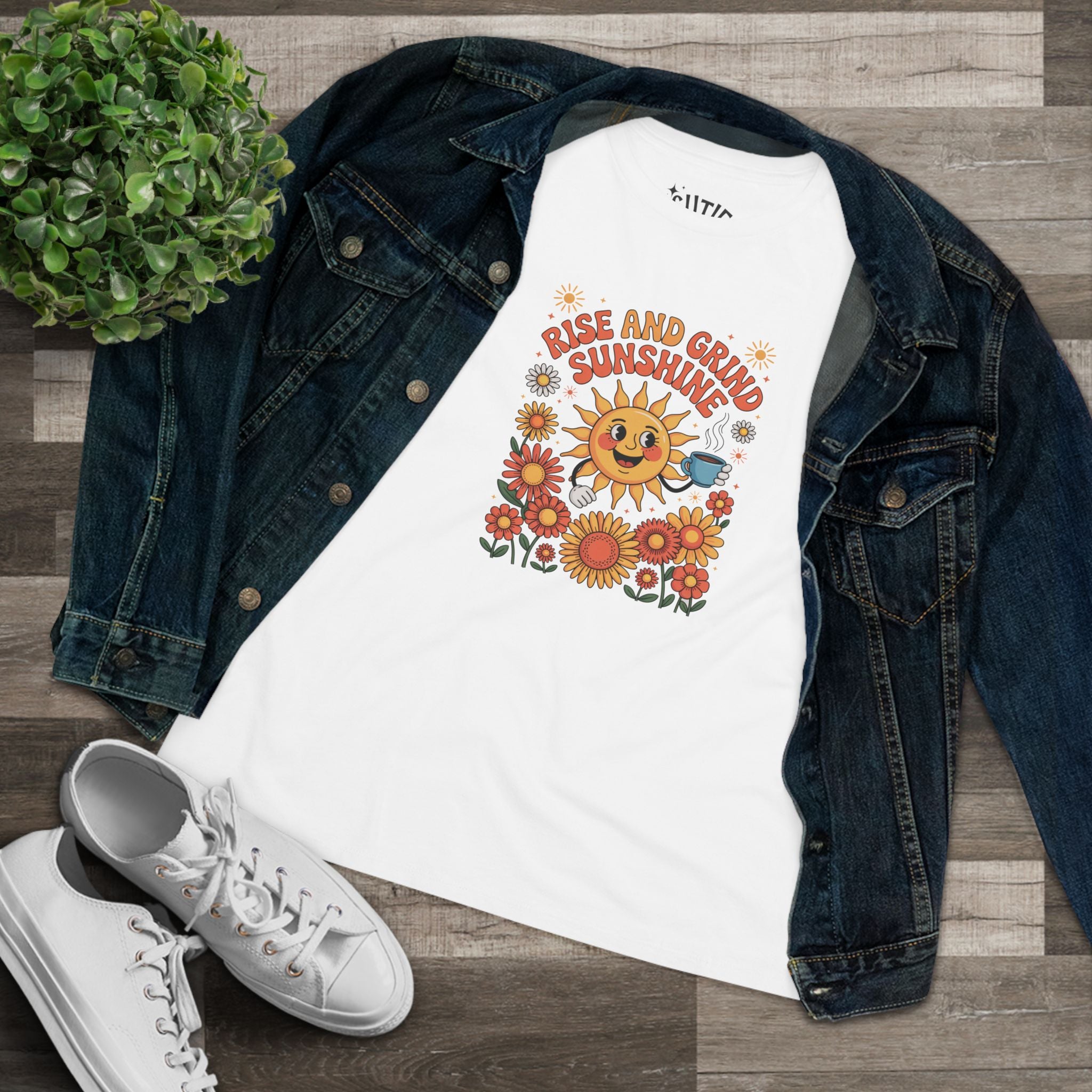 Rise and Grind Sunshine Women's Tee - Coffee Lovers Retro Design