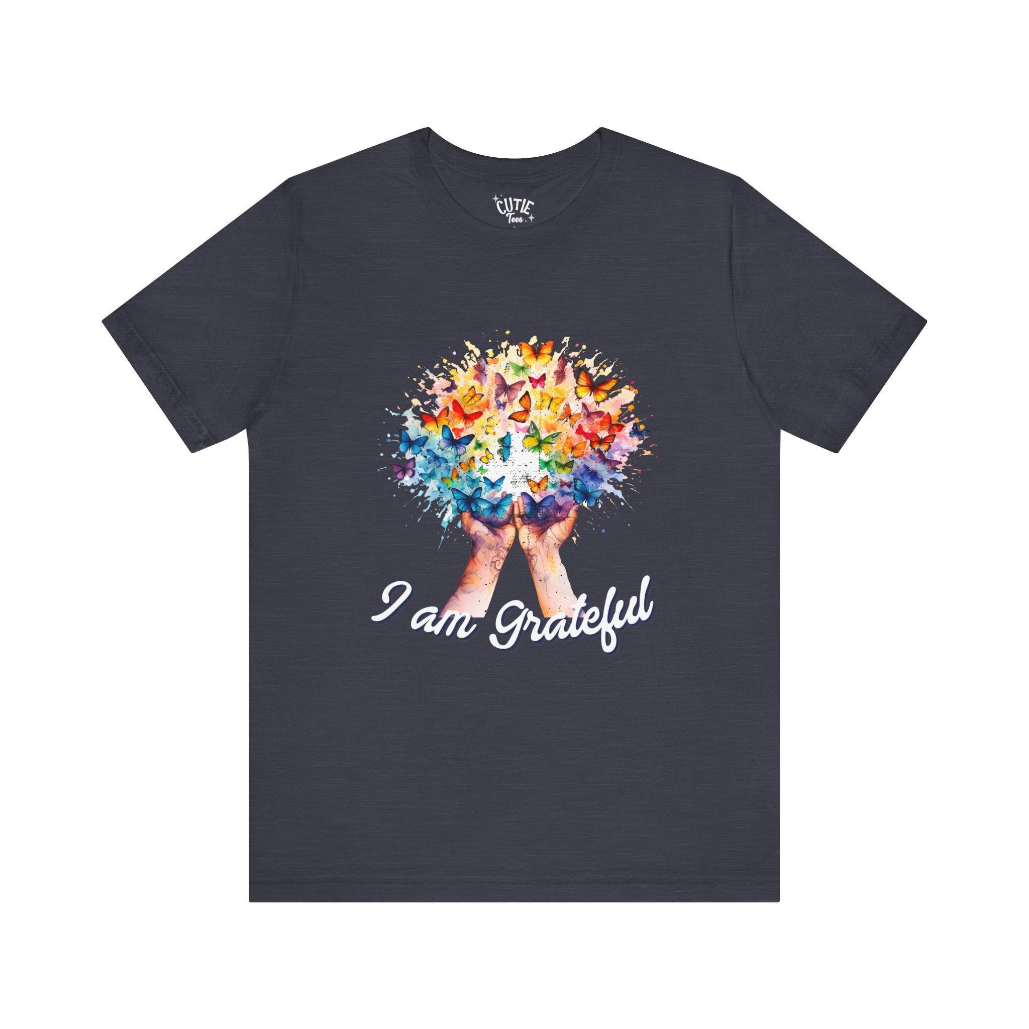 Grateful Butterfly Tee | Unisex Short Sleeve Shirt for Nature Lovers, Inspirational Gift, Comfortable Casual Wear, Eco-Friendly Fashion