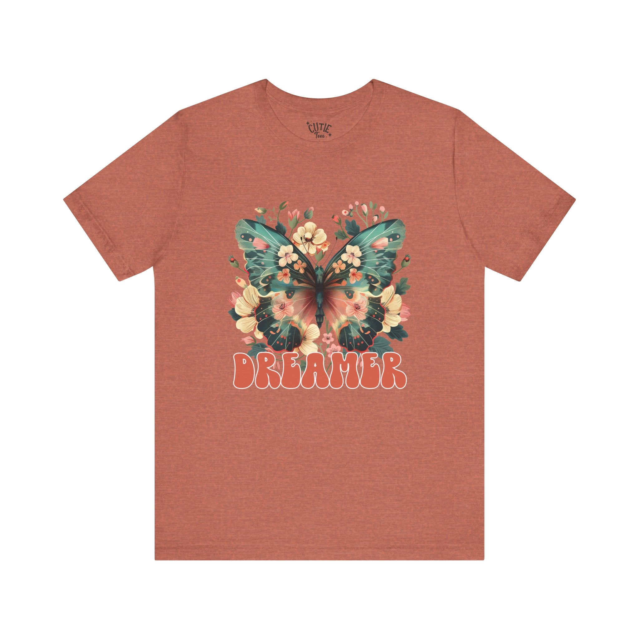 Dreamer Butterfly Unisex Tee, Bohemian Style Shirt, Floral Graphic T-Shirt, Gift for Nature Lovers, Spring Fashion Must-Have