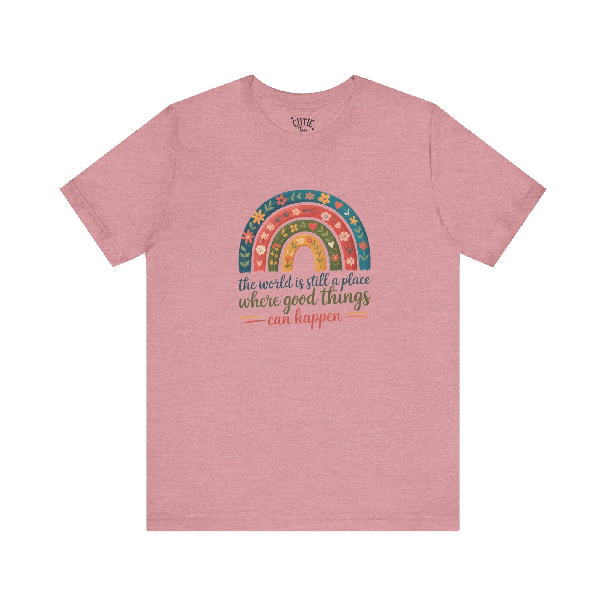 Optimistic Rainbow Tee | Inspirational Shirt for Positivity, Gift for Friends, Summer Casual Wear, Birthday Surprise, Everyday Motivation