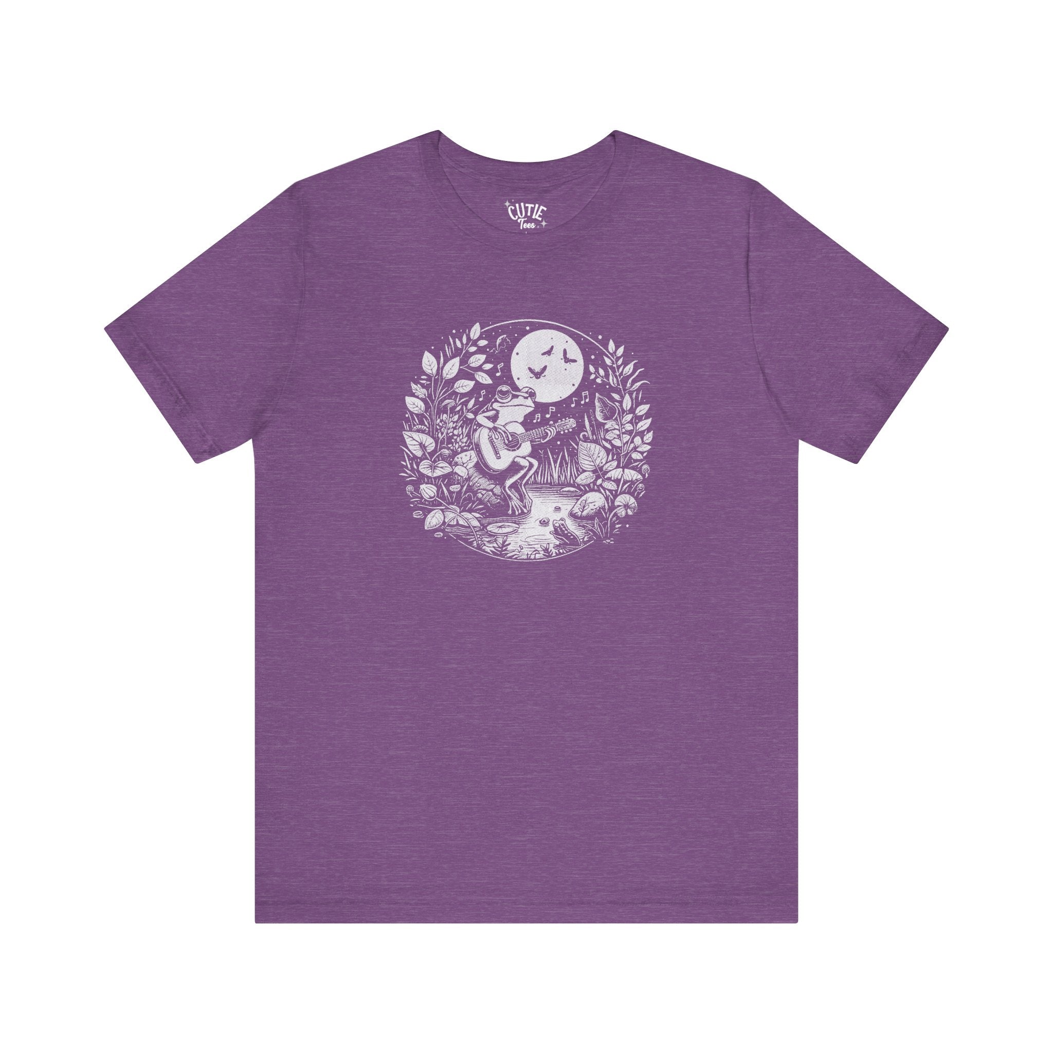 Frog with Guitar Nature Graphic Tee, Unisex Outdoor Shirt, Casual Wear, Gift for Nature Lovers, Music Theme Apparel, Bohemian Style Clothing