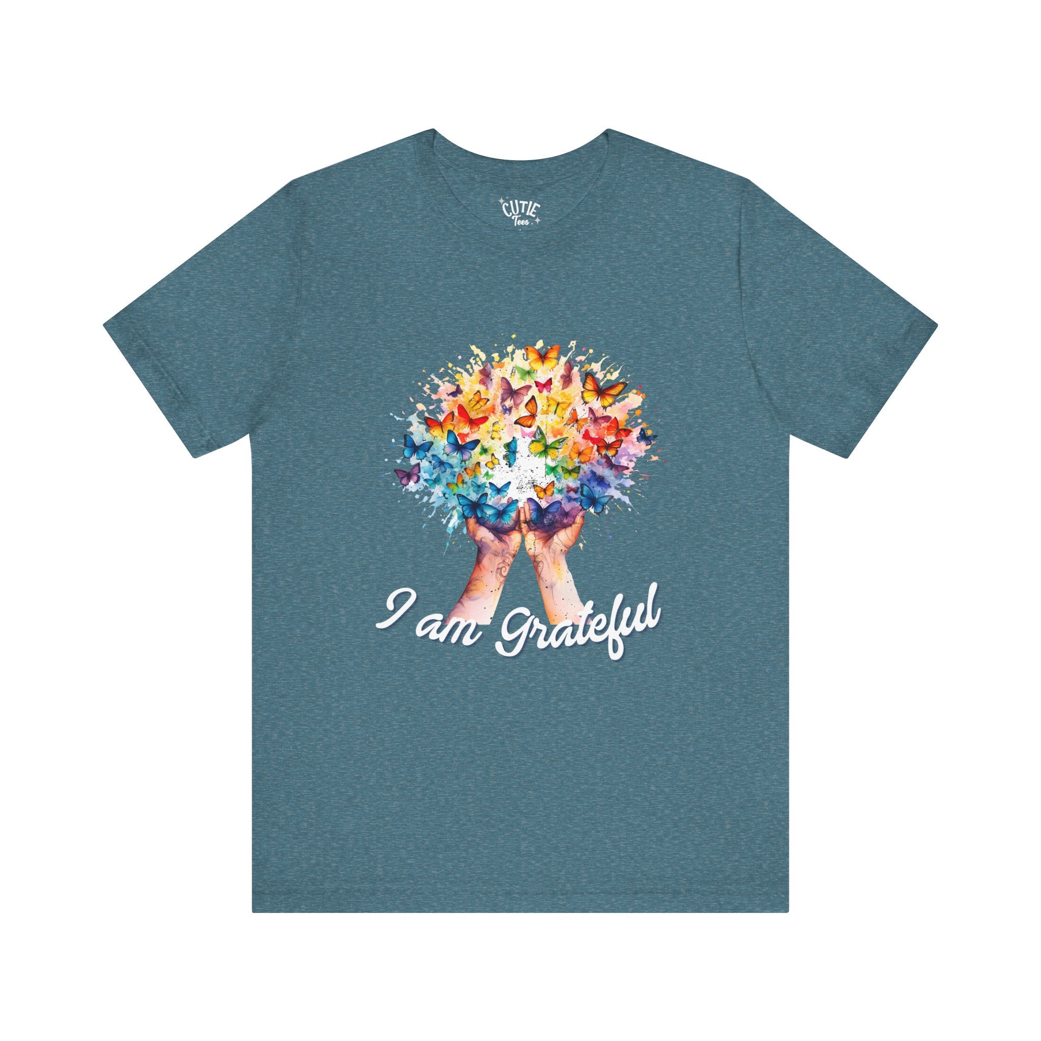 Grateful Butterfly Tee | Unisex Short Sleeve Shirt for Nature Lovers, Inspirational Gift, Comfortable Casual Wear, Eco-Friendly Fashion