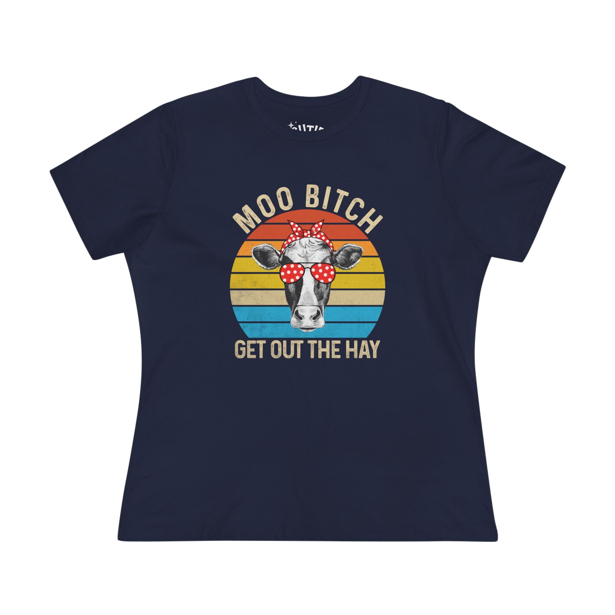 Moo Bi*ch Cow Graphic Tee, Women's Novelty T-Shirt, Gift for Animal Lovers, Country Style Shirt, Farm Animal Apparel