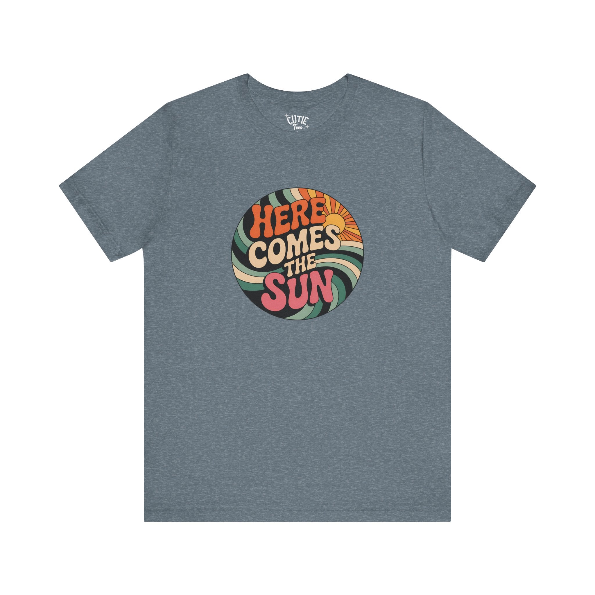 Sun Retro Graphic T-Shirt, Unisex Jersey Tee, Summer Vibes, Gift for Music Lovers, Here Comes the Sun Tee, Festival Wear, Casual Style