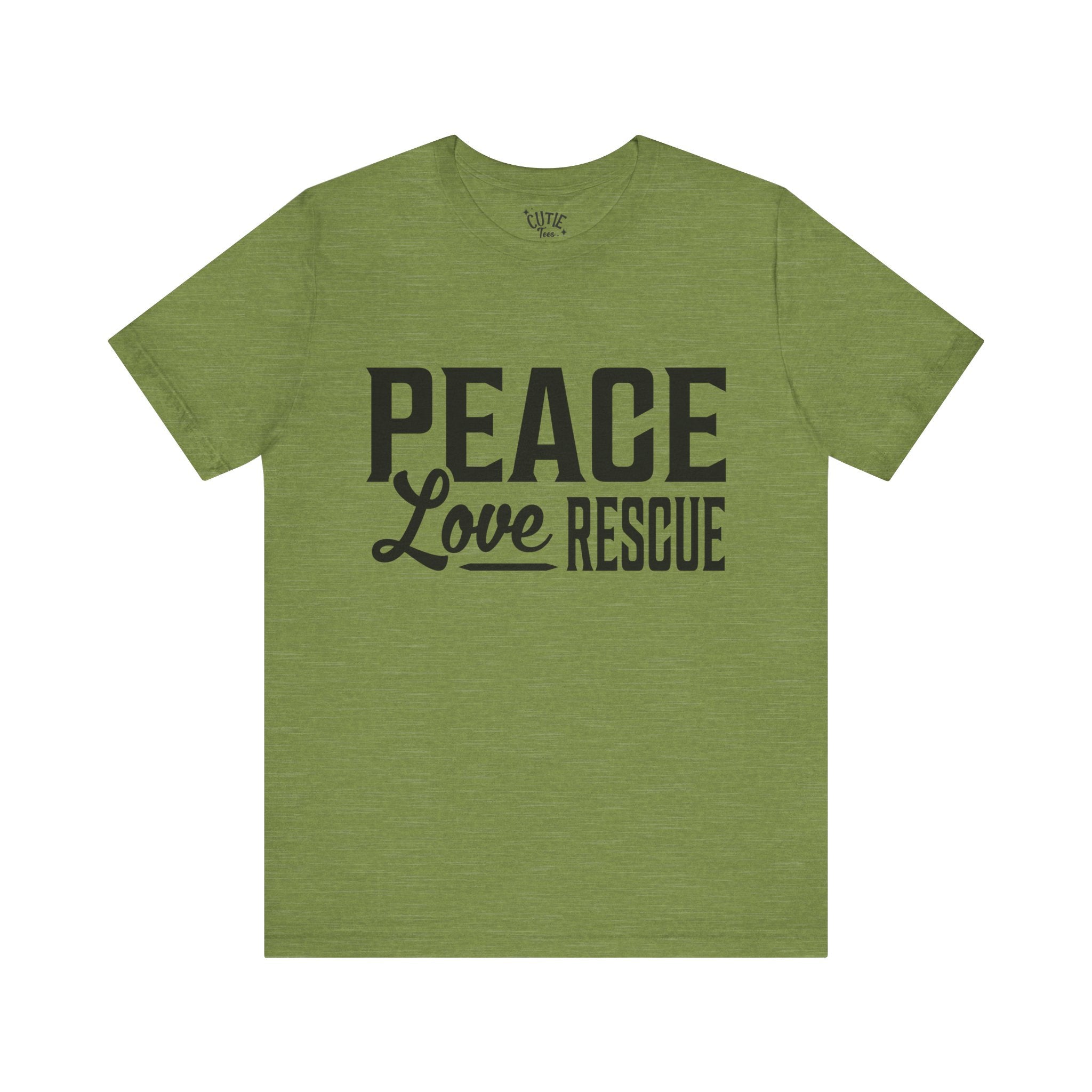 Peace Love Rescue Tee - Unisex Short Sleeve Shirt for Animal Lovers, Gifts for Volunteers, Casual Wear, Earth Day, Fundraisers