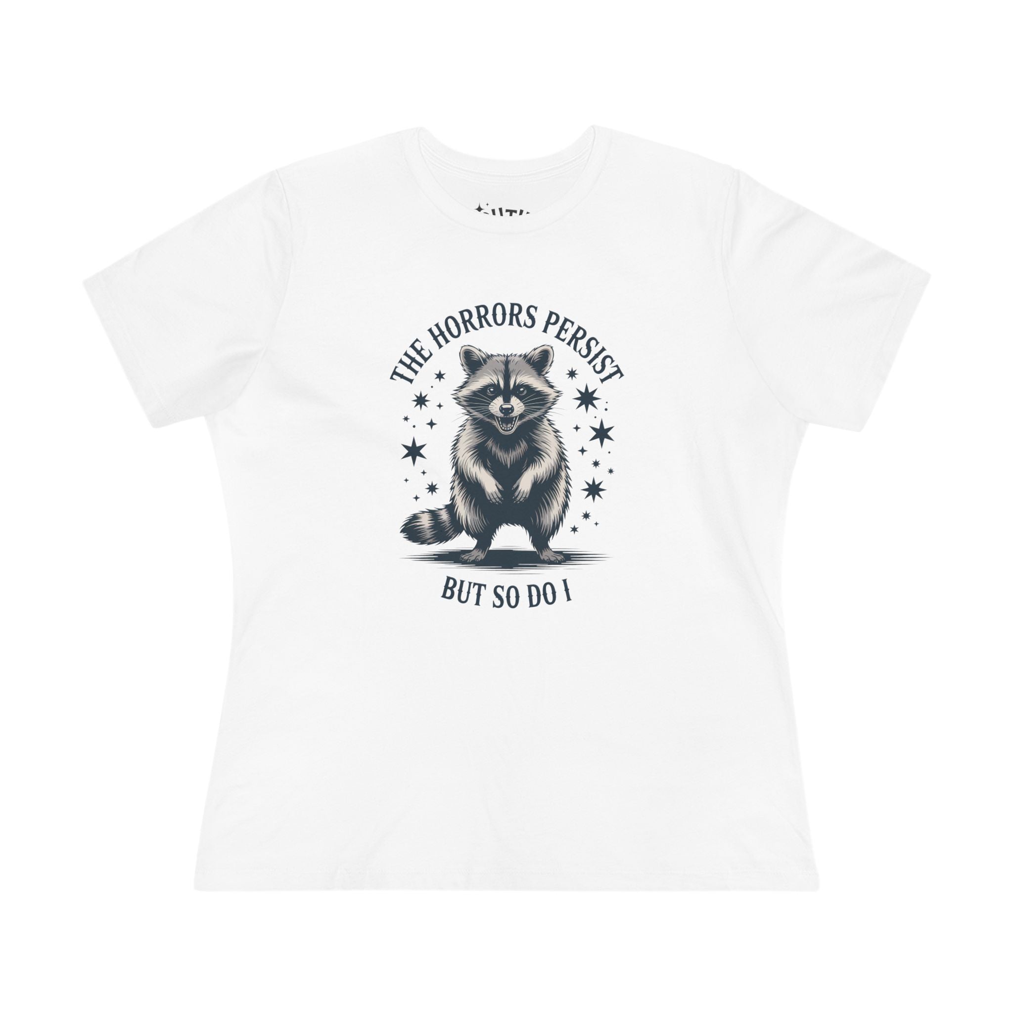 The Horrors Persist Women's Cotton Tee, Funny Raccoon Shirt, Gift for Nature Lovers, Cute Animal T-Shirt, Casual Wear, Wildlife [...]