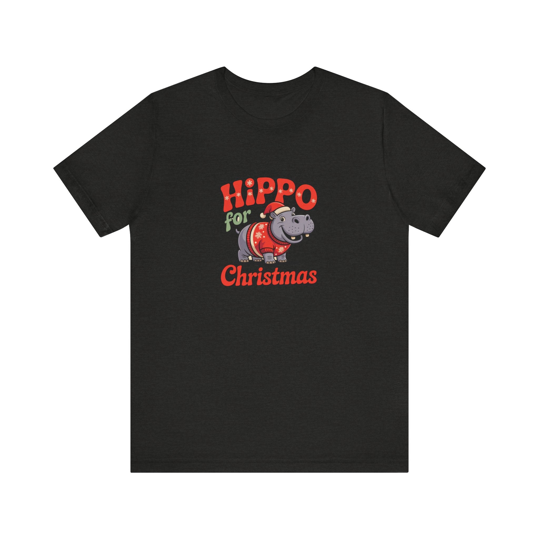 Hippo Christmas Tee, Funny Holiday T-Shirt, Cute Family Christmas Gift, Unisex Short Sleeve Shirt, Hippo for Christmas Design