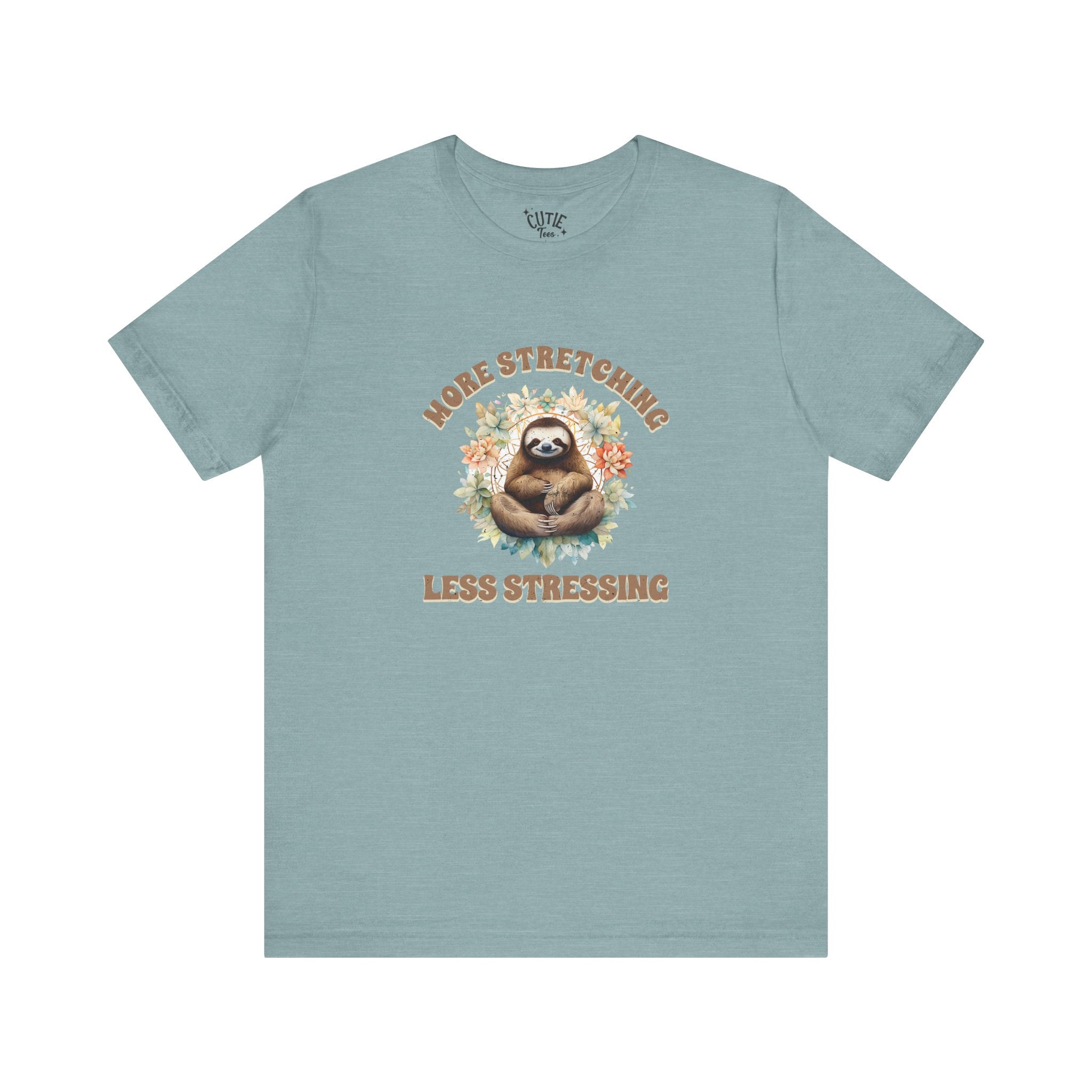 Relaxing Sloth Tee | More Stretching Less Stressing | Casual Wear, Funny Gift, Nature Lover, Yoga Shirt, Unisex Apparel