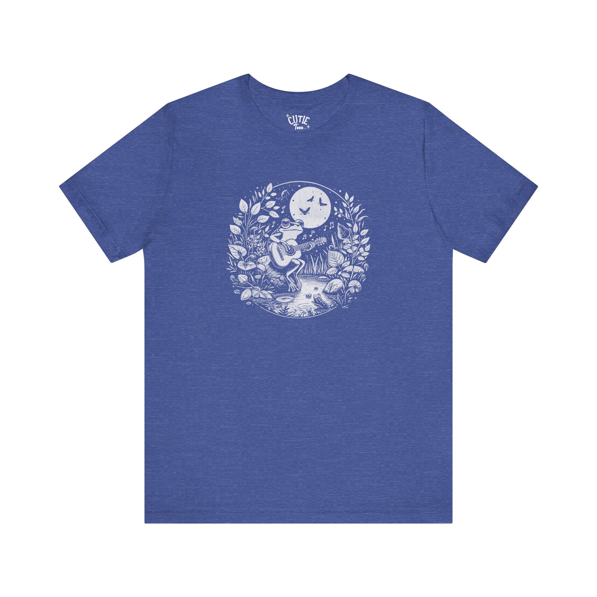 Frog with Guitar Nature Graphic Tee, Unisex Outdoor Shirt, Casual Wear, Gift for Nature Lovers, Music Theme Apparel, Bohemian Style Clothing