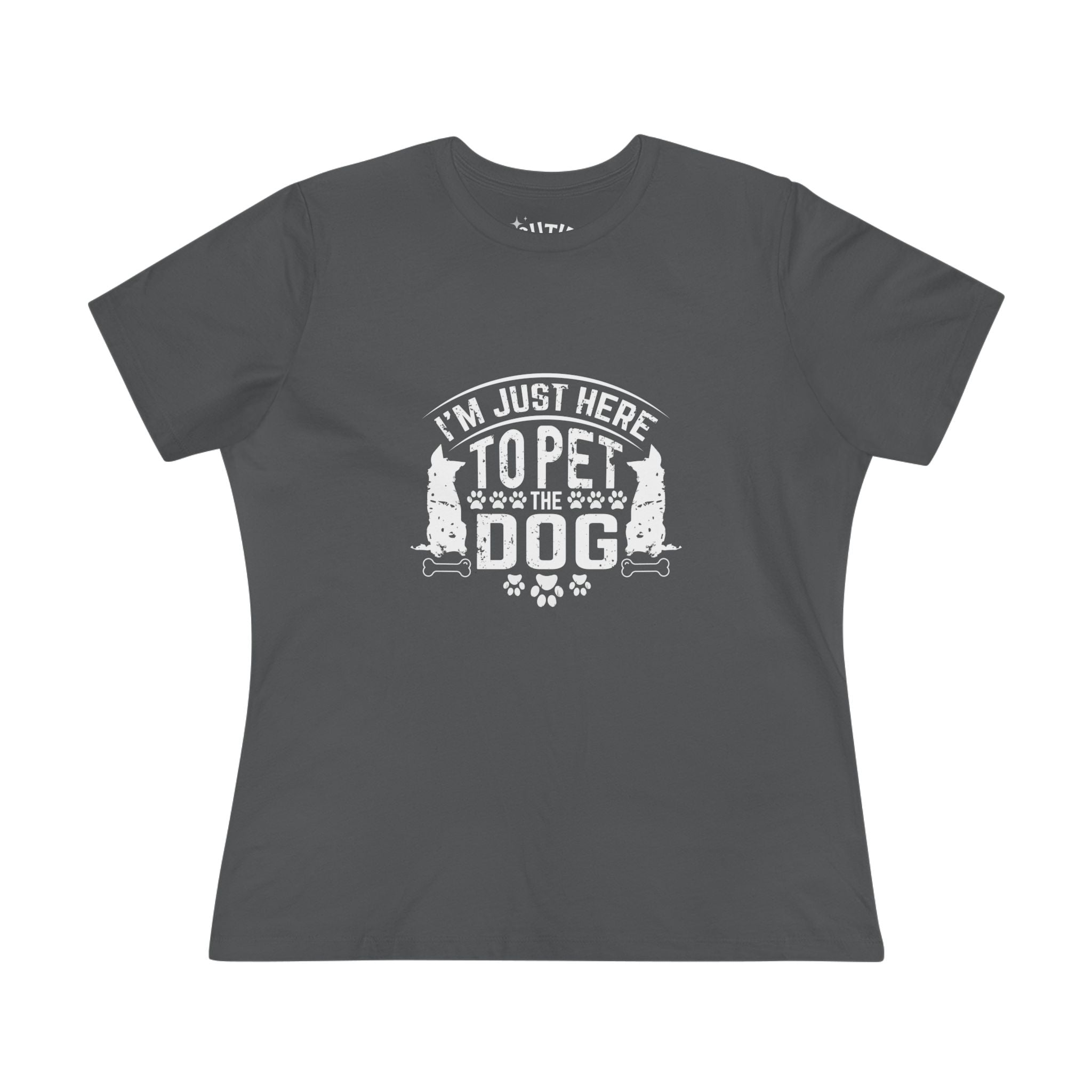 Dog Lover Women's Cotton Tee, I'm Just Here to Pet the Dog - Funny Pet Enthusiast Gift, Cute Dog Mom Shirt, Casual Dog Lover Apparel, Gift for Dog Owners, Animal Lover Tee