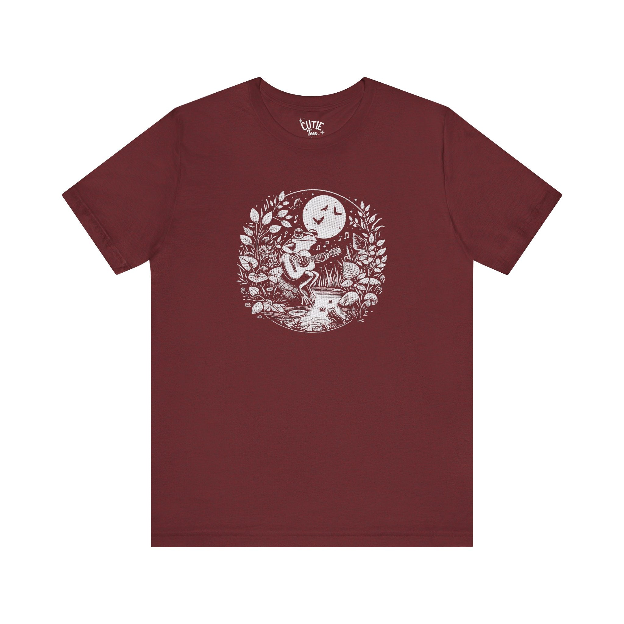 Frog with Guitar Nature Graphic Tee, Unisex Outdoor Shirt, Casual Wear, Gift for Nature Lovers, Music Theme Apparel, Bohemian Style Clothing