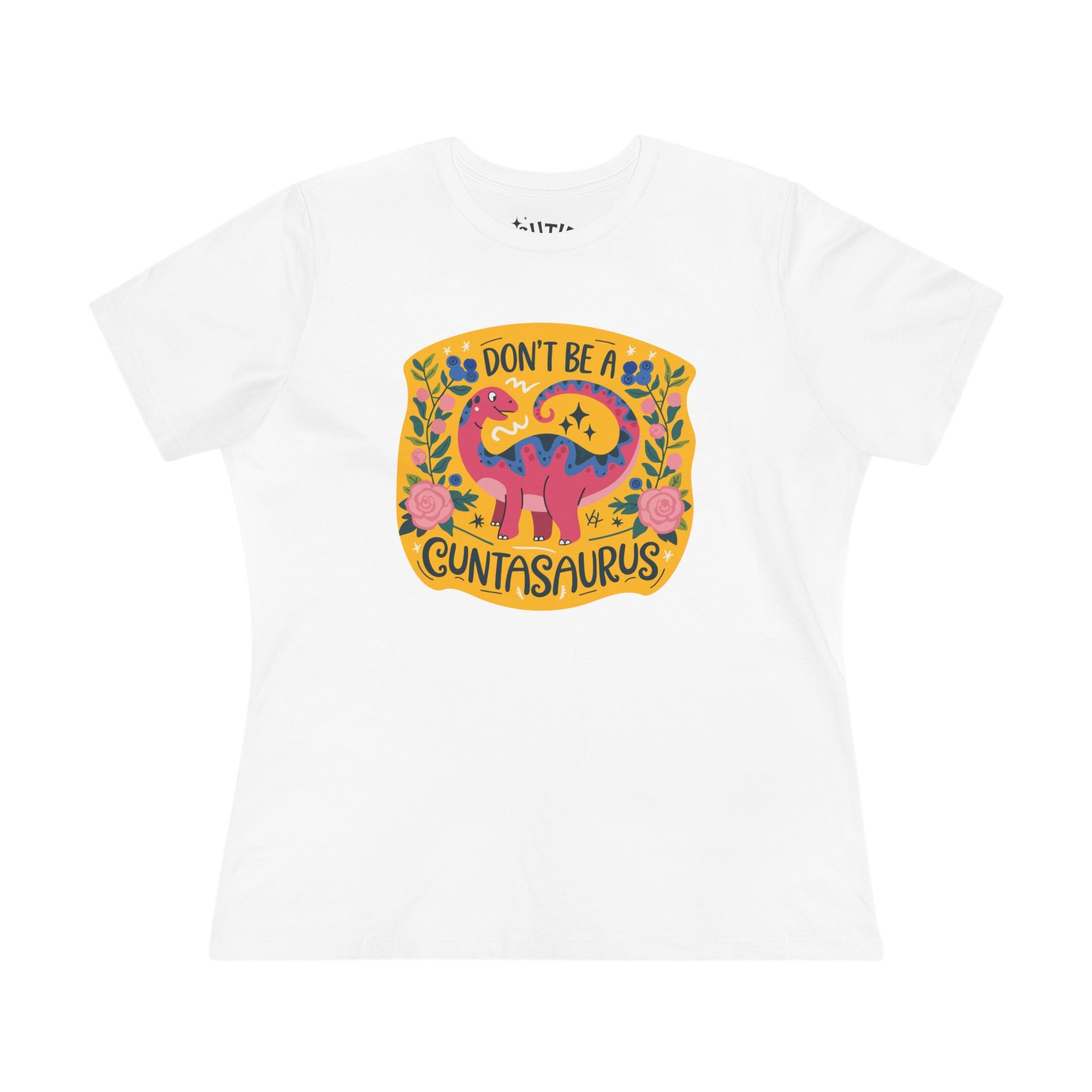Dinosaur Dark Humor Women's Graphic Tee, Funny Cotton T-Shirt