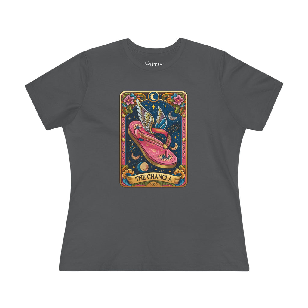 The Chancla Tarot Card Women's Cotton Tee - Boho Funny Winged Sandal Shirt