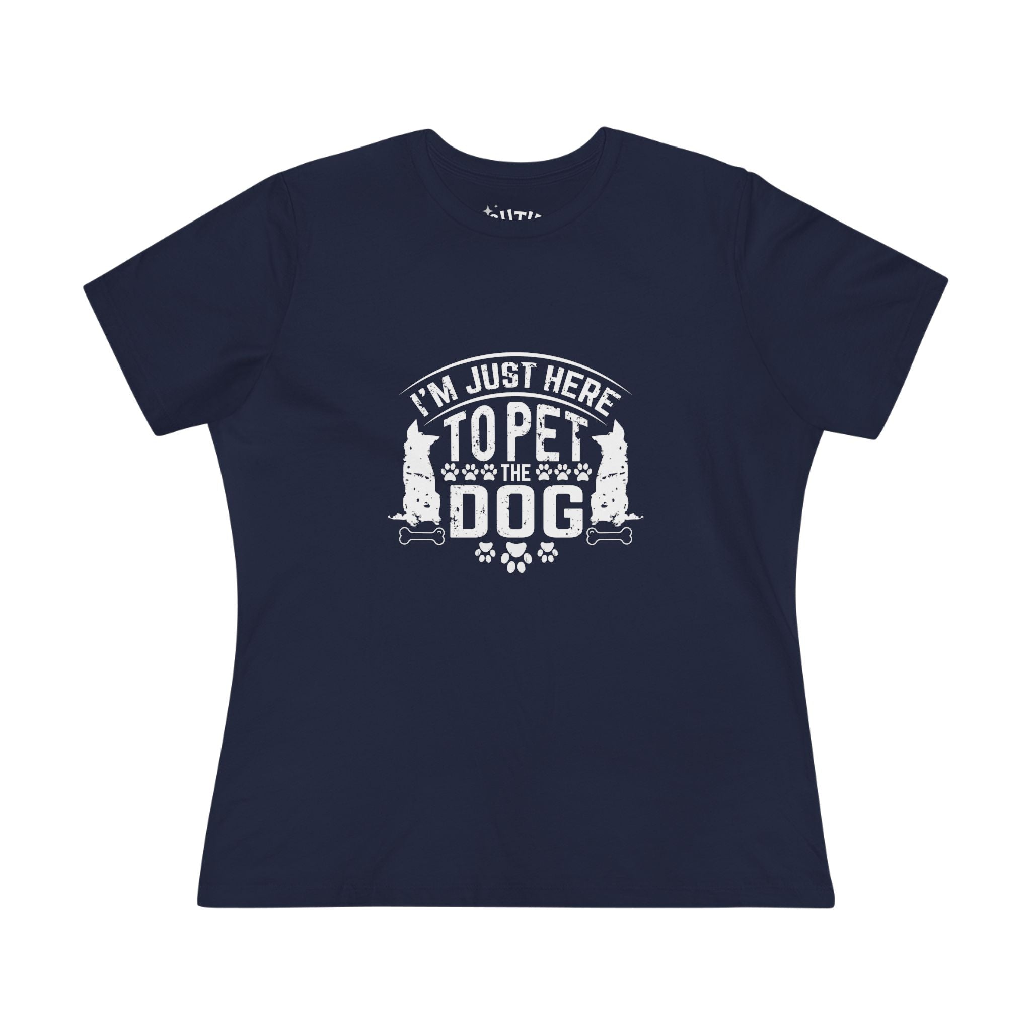 Dog Lover Women's Cotton Tee, I'm Just Here to Pet the Dog - Funny Pet Enthusiast Gift, Cute Dog Mom Shirt, Casual Dog Lover Apparel, Gift for Dog Owners, Animal Lover Tee