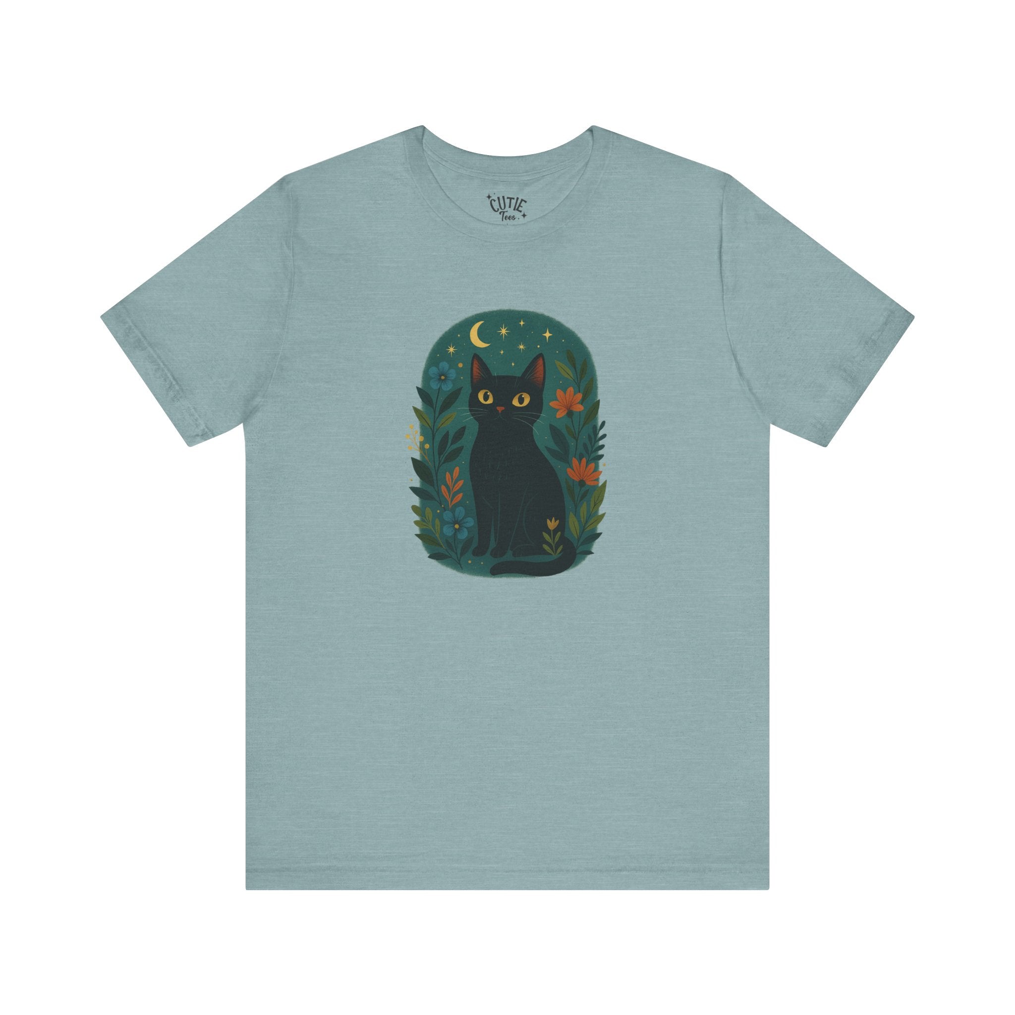 Black Cat Tee, Cute Cat Shirt for Cat Lovers, Cozy Gift for Pet Lovers, Halloween Outfit, Casual Everyday Wear, Mystical Tee