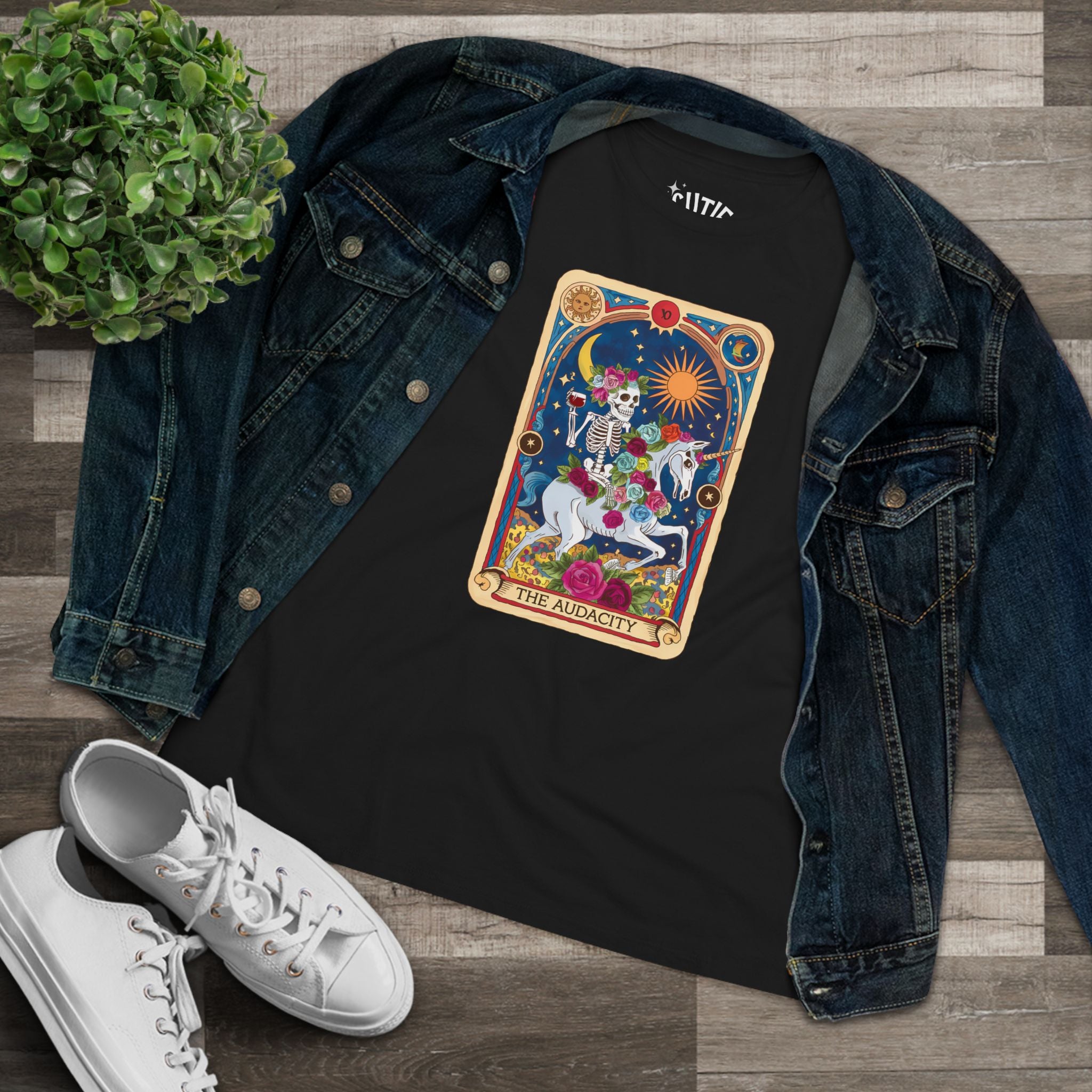 Audacity Women's Tarot Cotton Tee with 'The Alchemist' Design, Tarot Tee, Gift for Spiritual Seekers, Bohemian Style, Festival Top