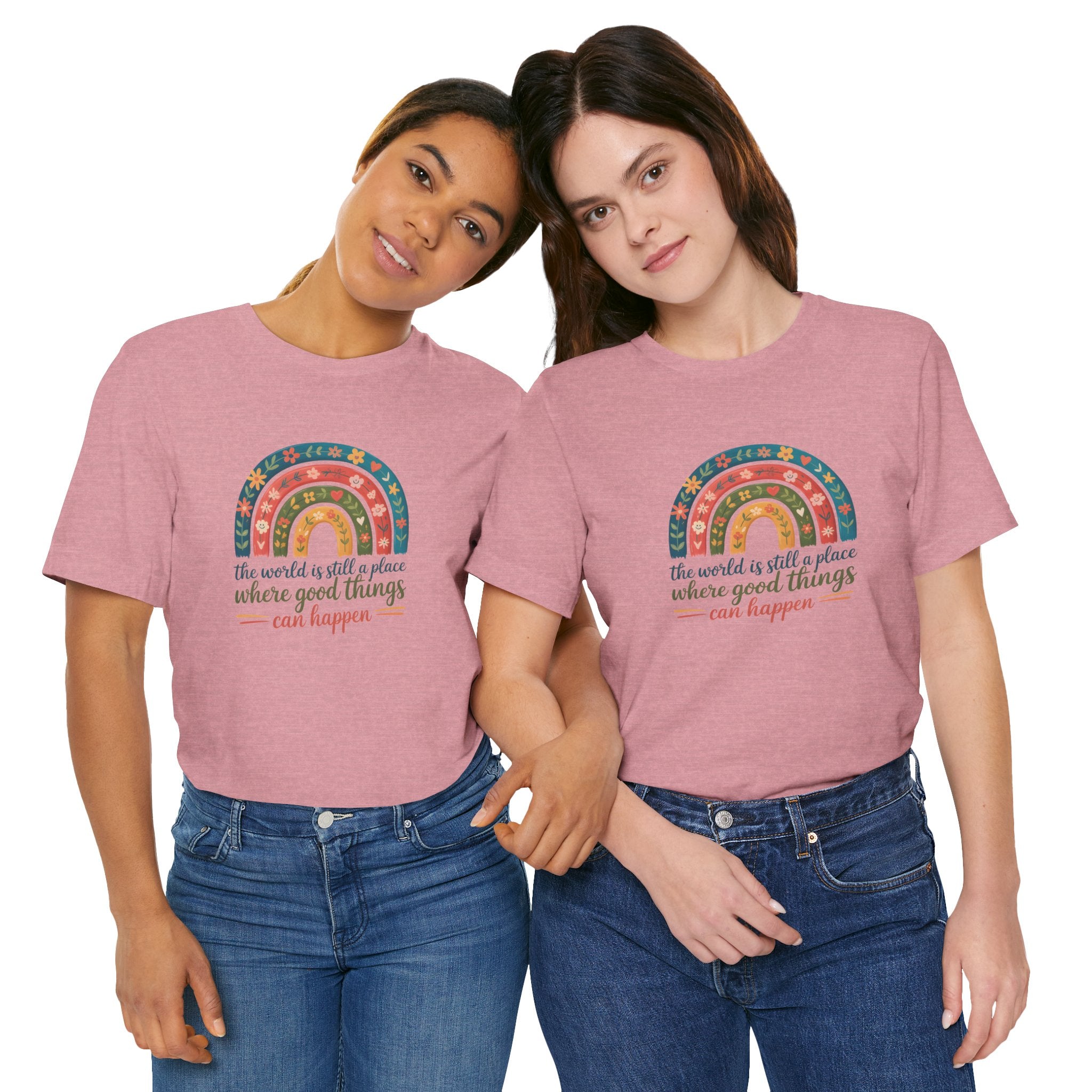 Optimistic Rainbow Tee | Inspirational Shirt for Positivity, Gift for Friends, Summer Casual Wear, Birthday Surprise, Everyday Motivation