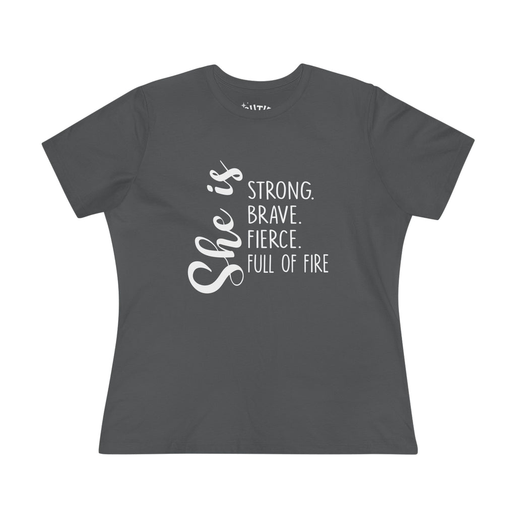 Empowering Women's Cotton Tee - "She is Strong, Brave, Fierce, Full of Fire" - Perfect Gift for Her, Inspirational Shirt, Motivational [...]