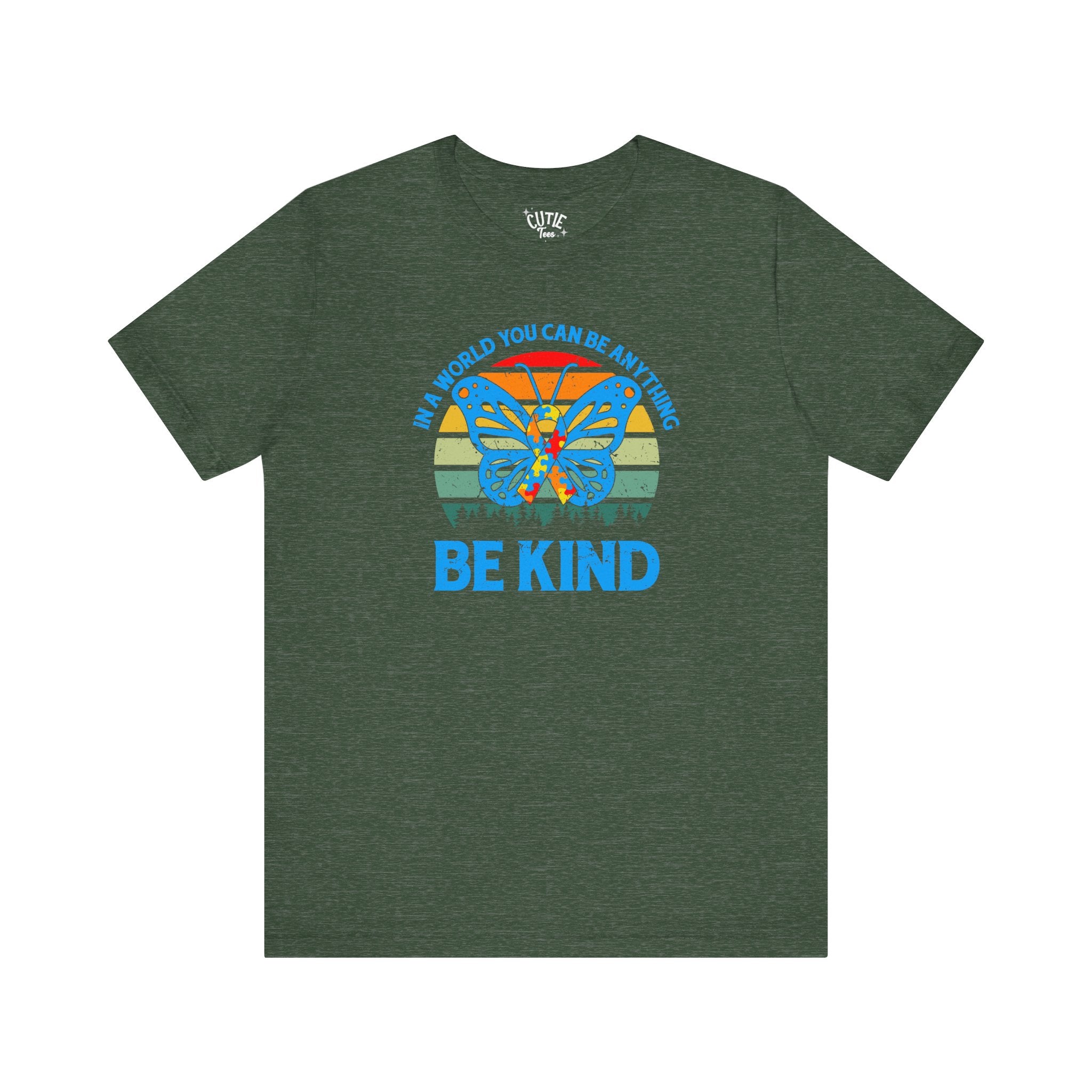 Be Kind Butterfly Unisex Jersey Tee, Autism Awareness, Inspirational T-Shirt, Gift for Nature Lovers, Motivational Apparel, Casual Wear, Eco-Friendly Fashion