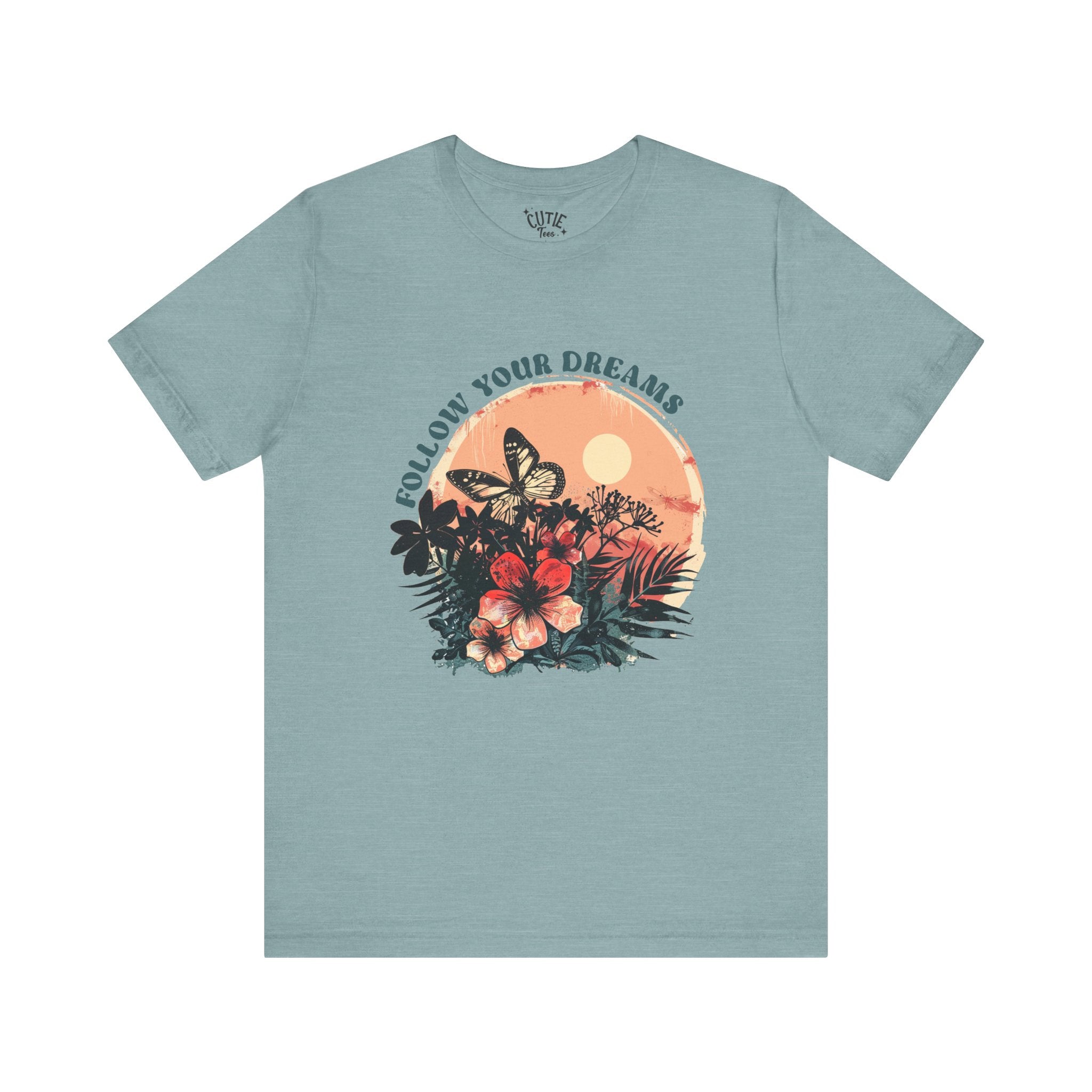 Floral Dreamer Tee - Inspire Belief, Perfect Gift for Teens, Motivation Shirt, Nature Lovers, Birthday, Casual Wear, Unisex Cut