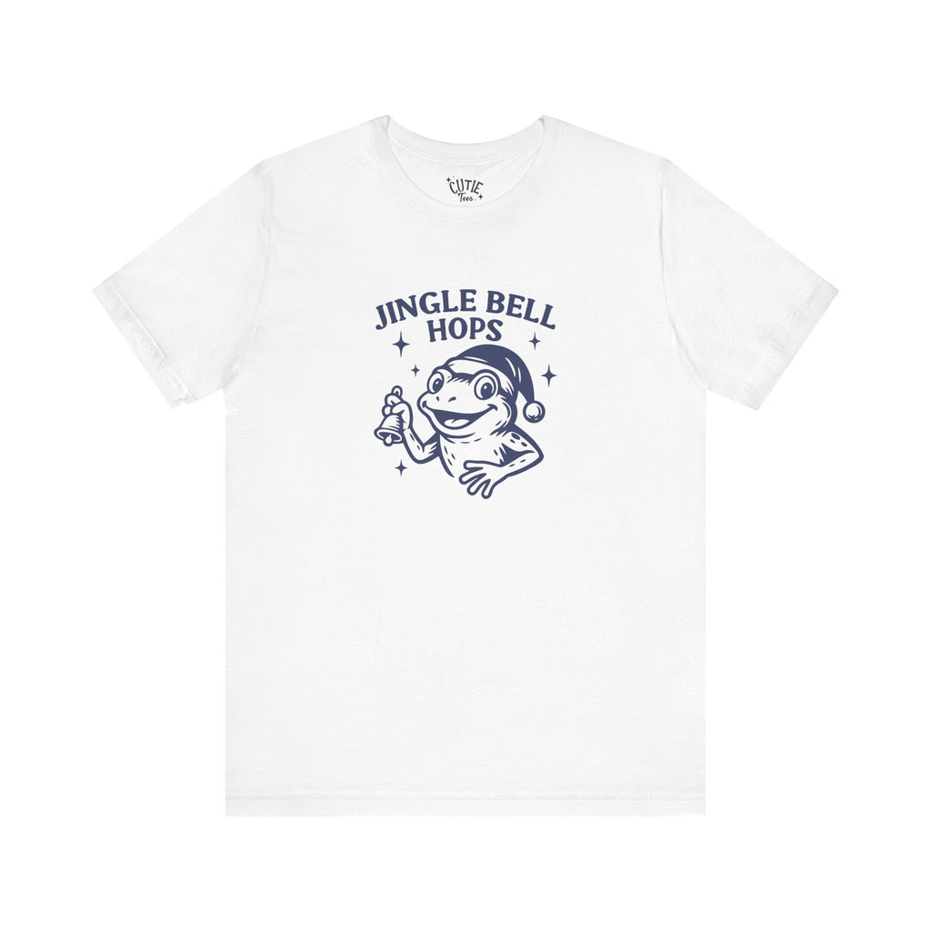 Frog Christmas Jingle Bell Hops Tee, Fun Holiday T-Shirt, Unisex Christmas Apparel, Gift for Frog Lovers, Cute Festive Wear, Cheerful Seasonal Top