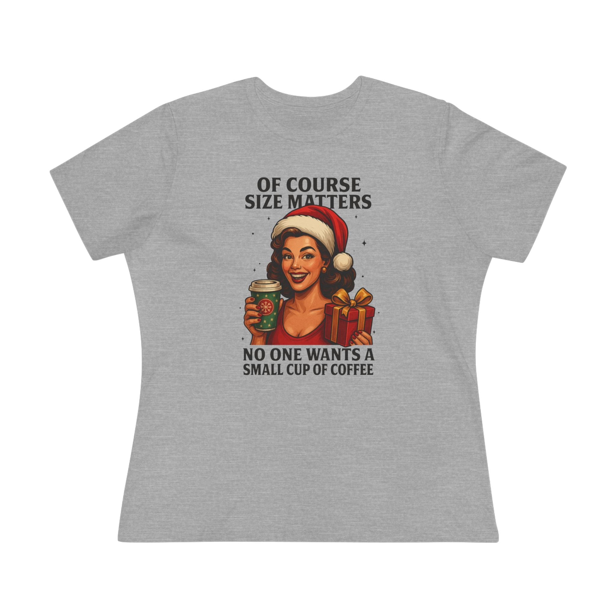 Size Matters Spicy Retro Holiday Women's Cotton Tee - Size Matters Coffee Lovers Shirt, Gift for Women, Christmas Top, Humorous Tee, Quirky Holiday Apparel