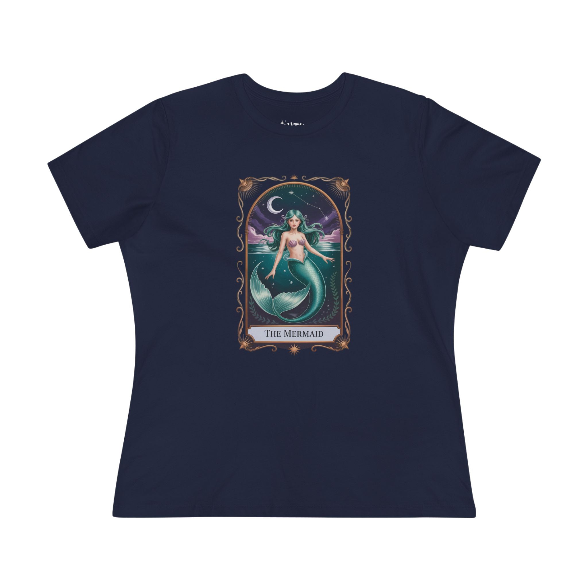 Mermaid Tarot Card Graphic Tee for Women | Cute Summer Top, Beach Wear, Gift for Mermaid Lovers, Casual Style, Fun and Playful