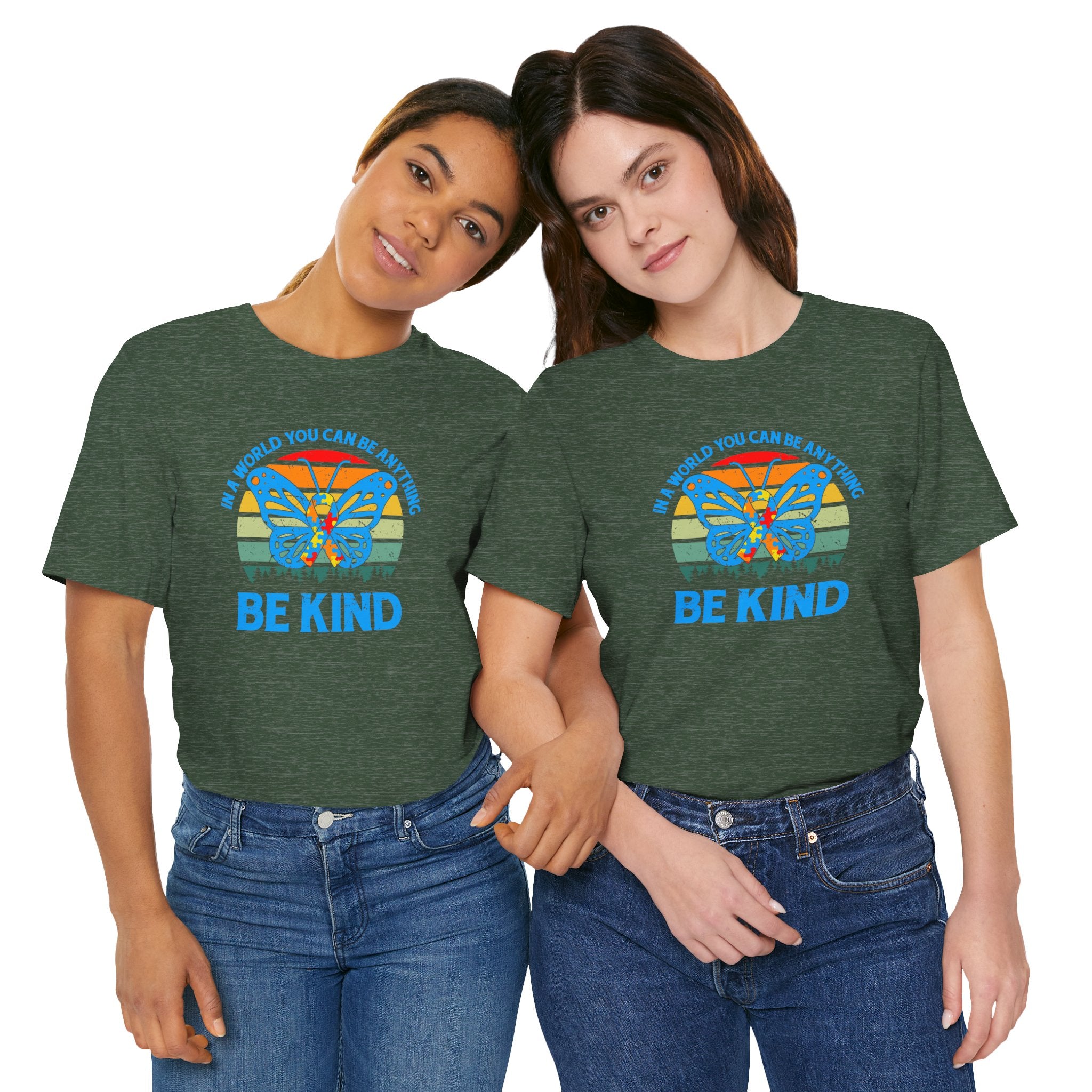 Be Kind Butterfly Unisex Jersey Tee, Autism Awareness, Inspirational T-Shirt, Gift for Nature Lovers, Motivational Apparel, Casual Wear, Eco-Friendly Fashion