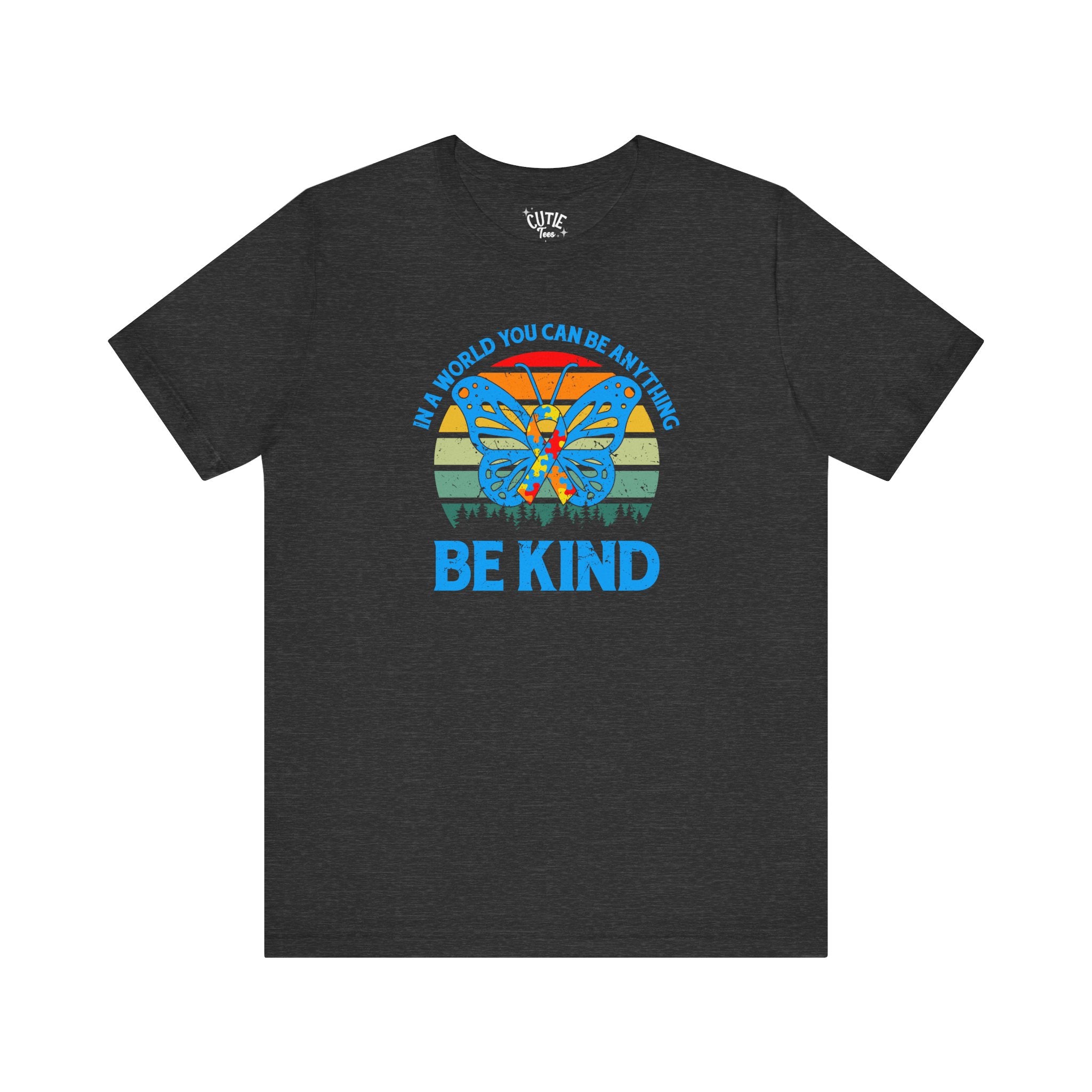 Be Kind Butterfly Unisex Jersey Tee, Autism Awareness, Inspirational T-Shirt, Gift for Nature Lovers, Motivational Apparel, Casual Wear, Eco-Friendly Fashion