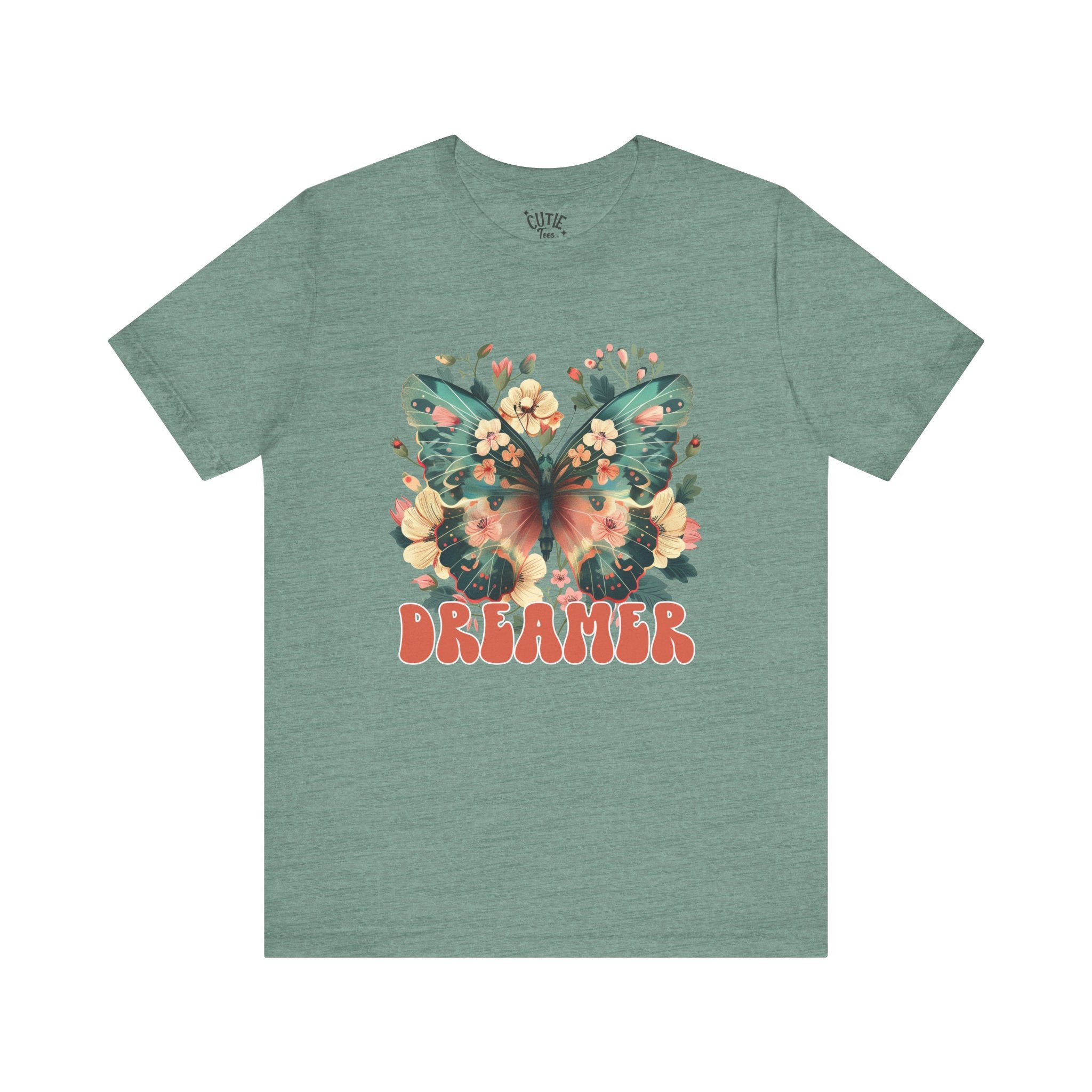 Dreamer Butterfly Unisex Tee, Bohemian Style Shirt, Floral Graphic T-Shirt, Gift for Nature Lovers, Spring Fashion Must-Have