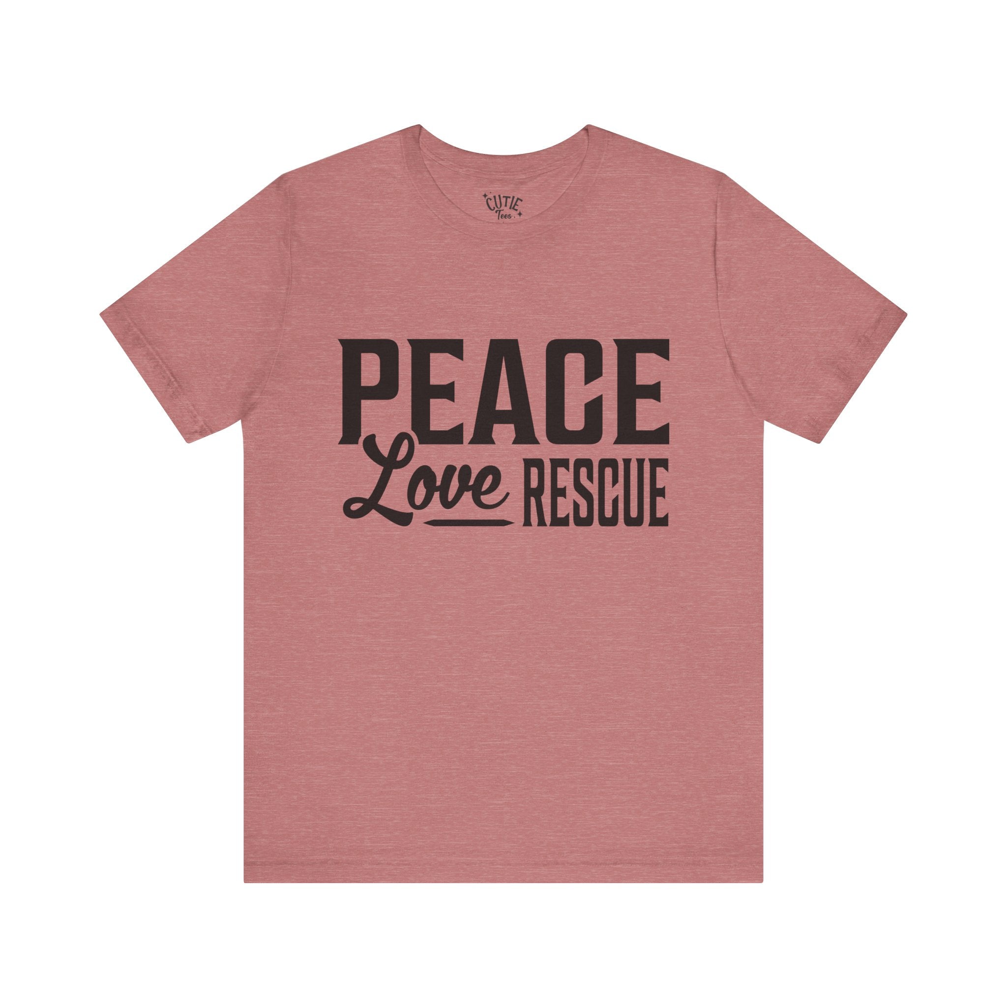 Peace Love Rescue Tee - Unisex Short Sleeve Shirt for Animal Lovers, Gifts for Volunteers, Casual Wear, Earth Day, Fundraisers