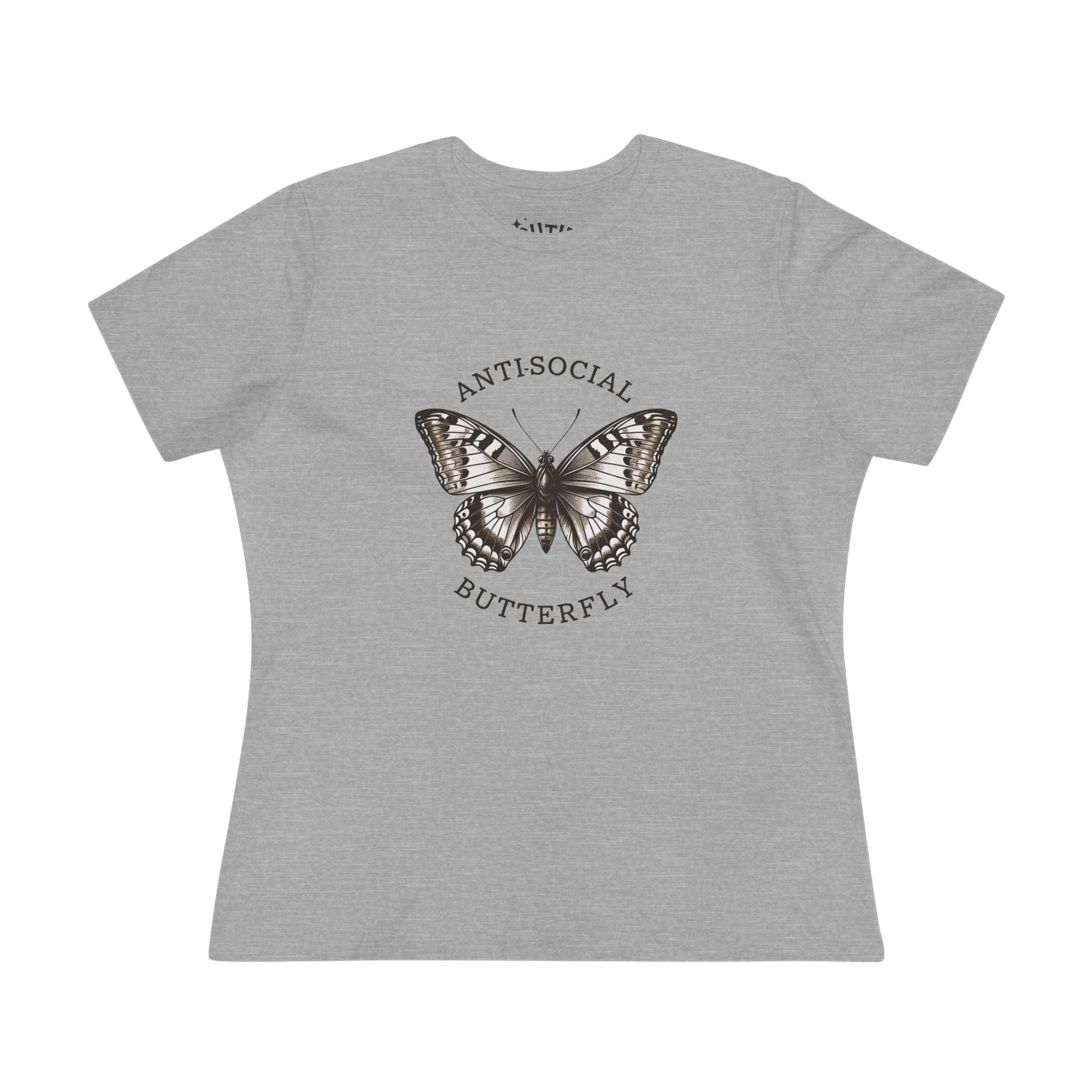 Antisocial Butterfly Women's Cotton Tee - Cute Graphic Tee for Nature Lovers, Thoughtful Gift for Introverts, Trendy Everyday Wear